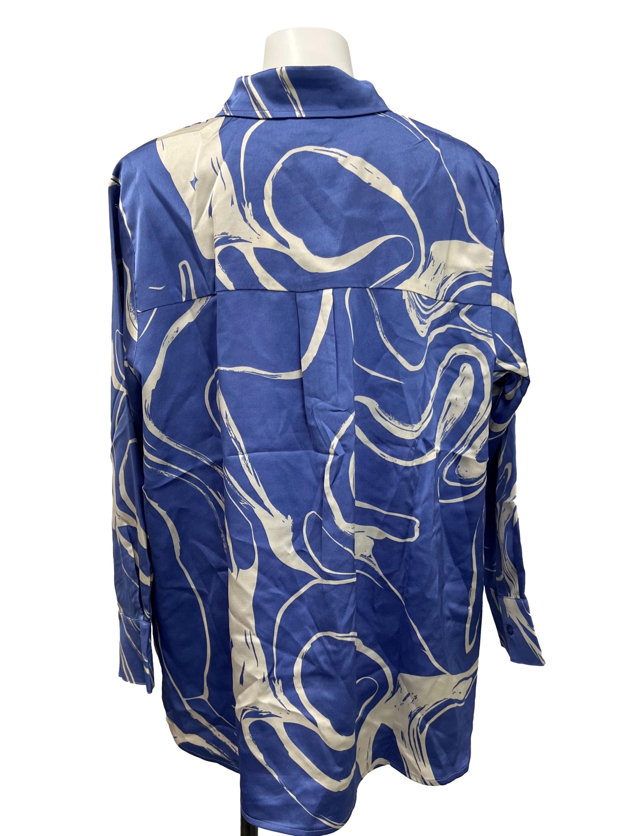 The Closet Lover Cerulean Abstract Printed Button Shirt | REFASH