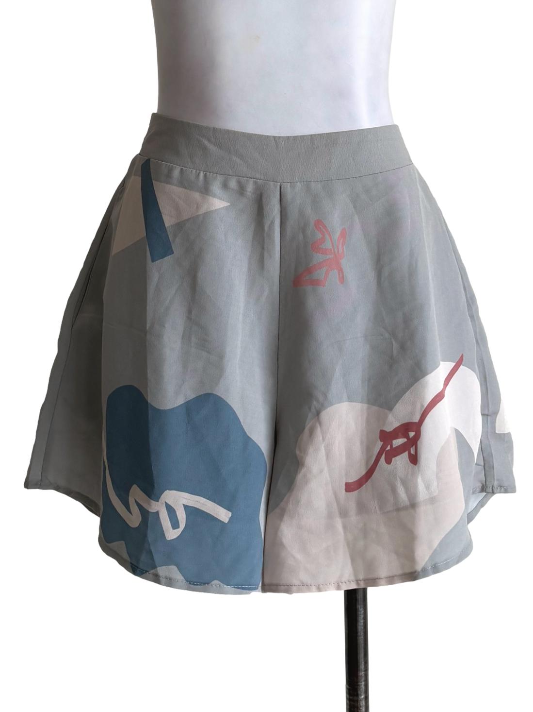 Pistachio Green Abstract Shorts