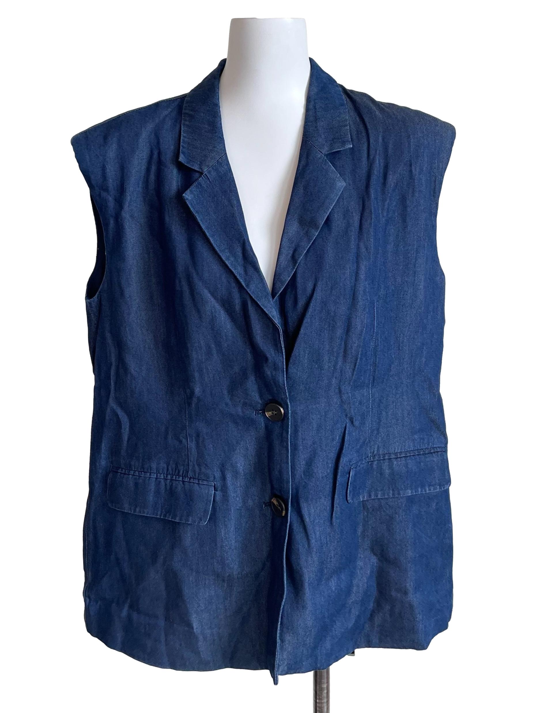 Navy Sleeveless Wide Vest
