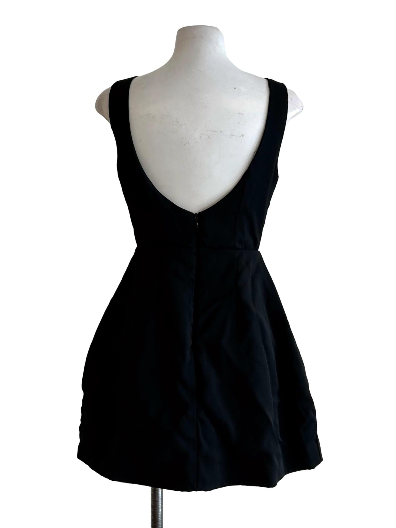 Black Boat Neckline Mini Dress