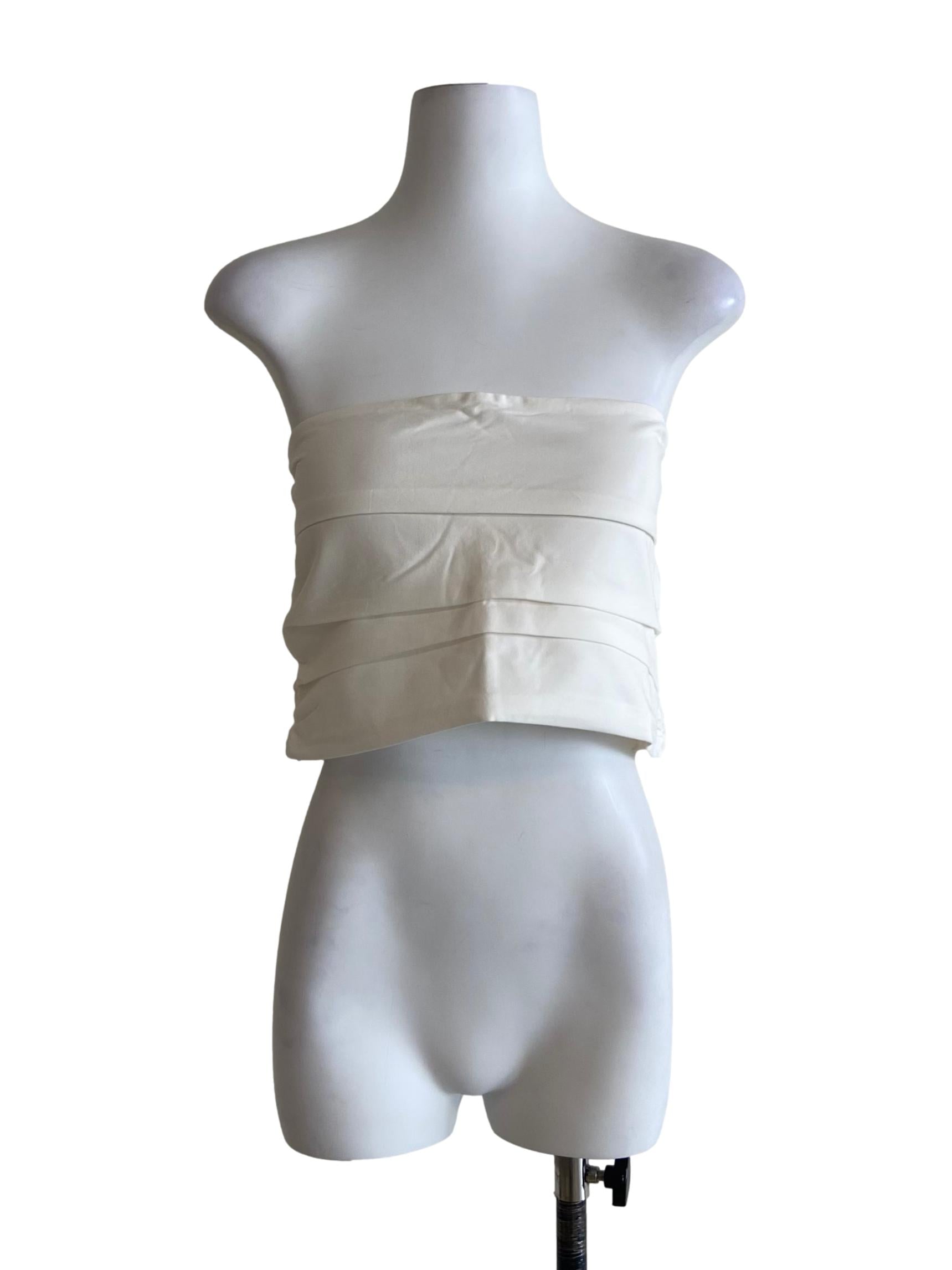 White Ines Ruched Tube Padded Top