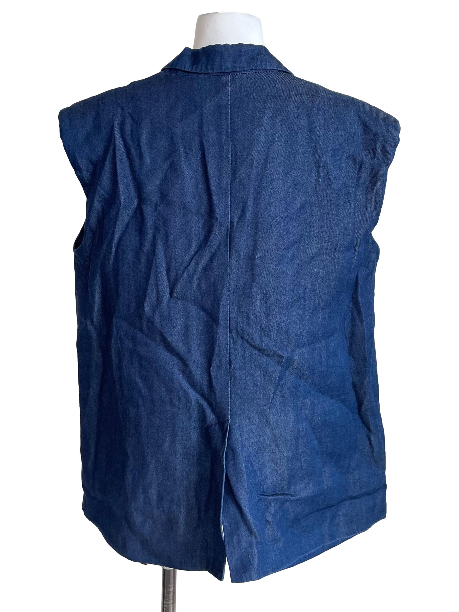 Navy Sleeveless Wide Vest