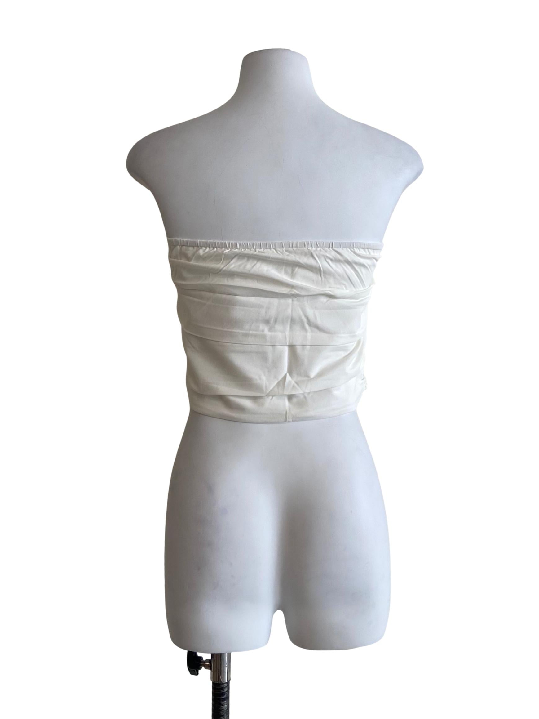 White Ines Ruched Tube Padded Top