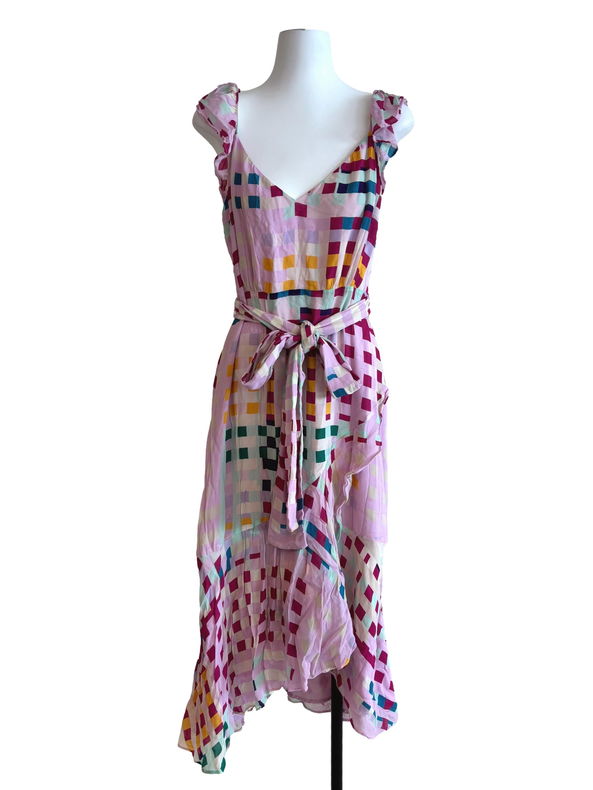 Lemonade Pink Patterned Ruffle Dress