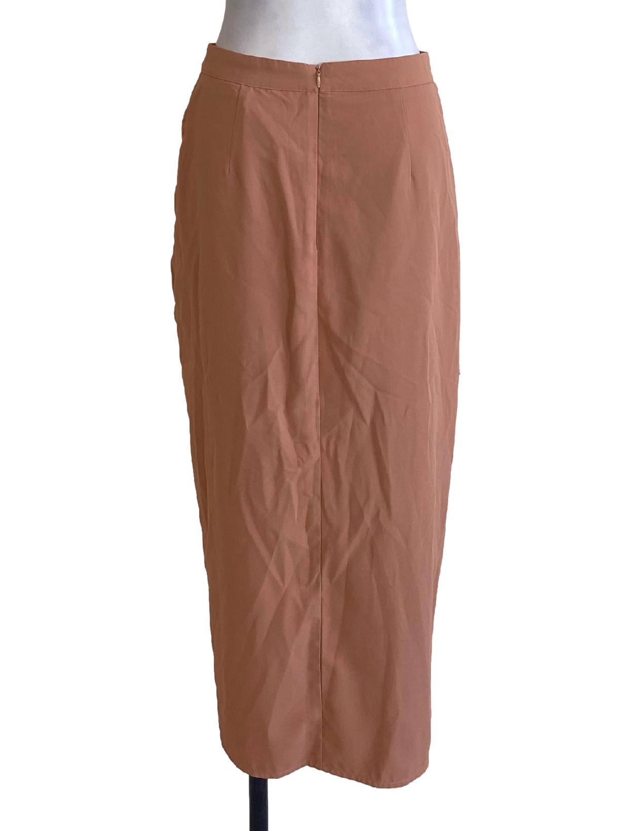 Cantaloupe Orange Long Wrap Slit Skirt