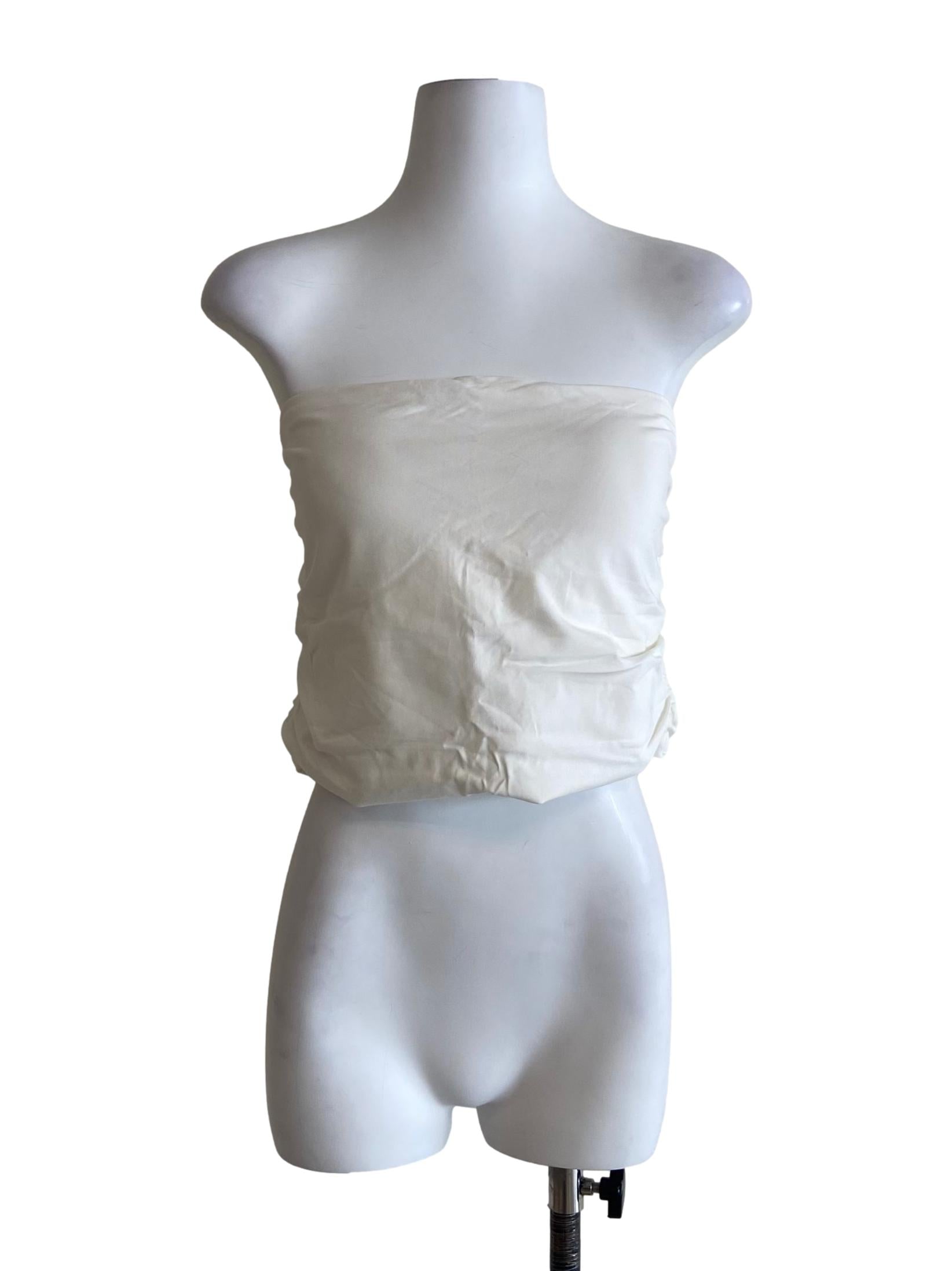 White Ines Ruched Tube Padded Top