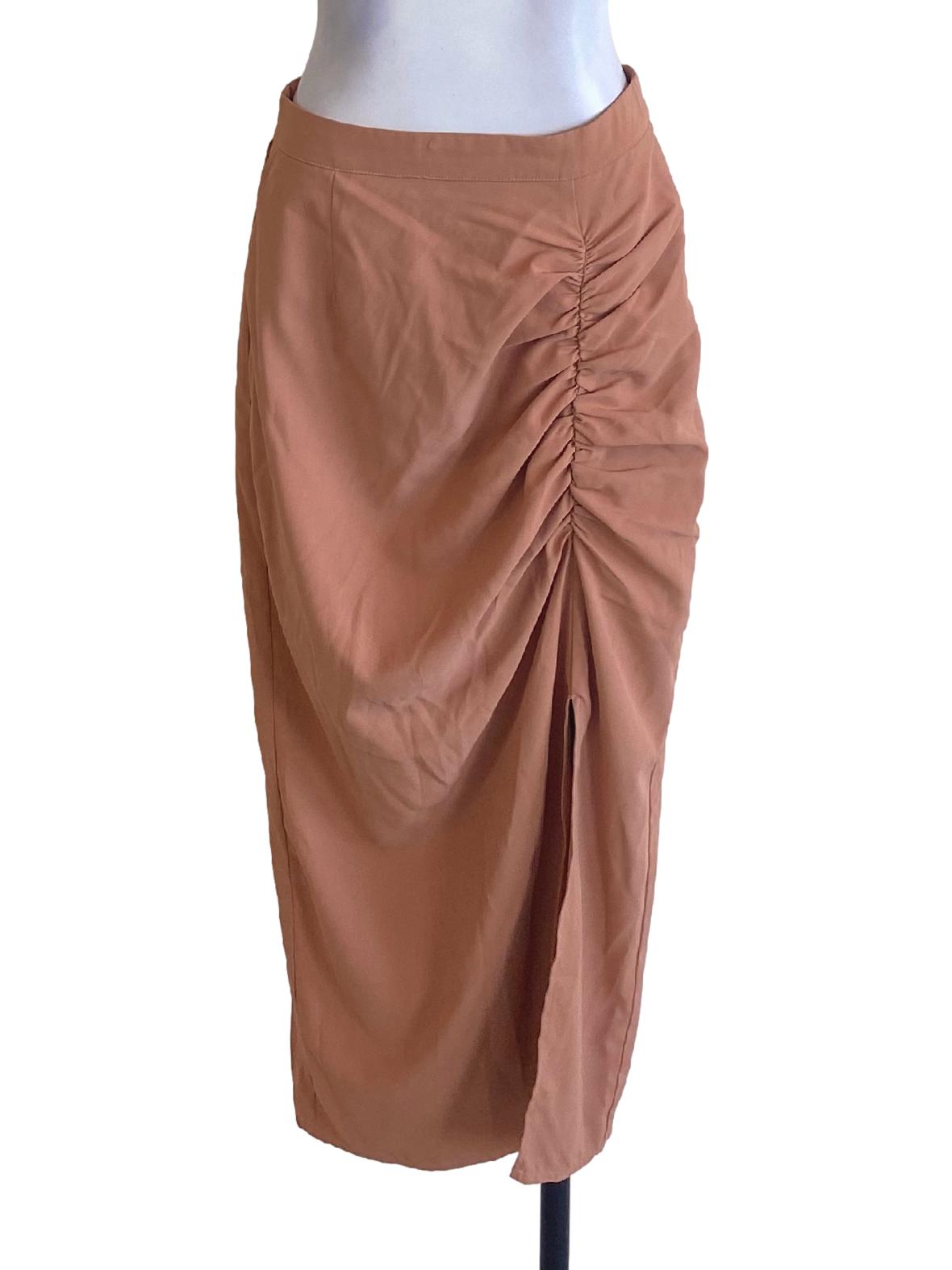 Cantaloupe Orange Long Wrap Slit Skirt