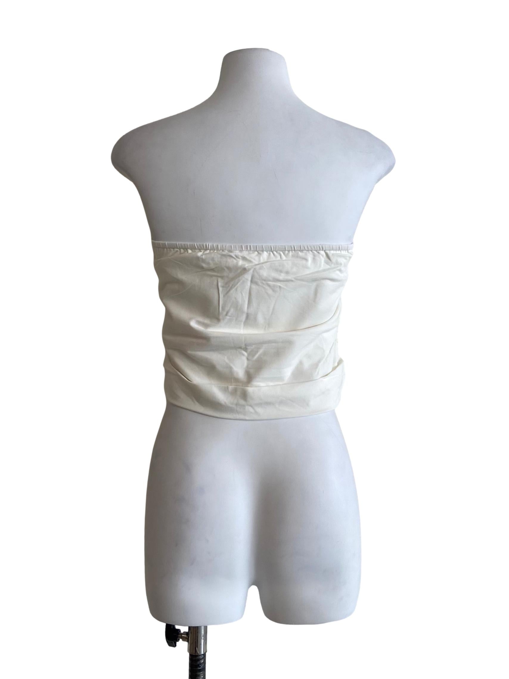 White Ines Ruched Tube Padded Top