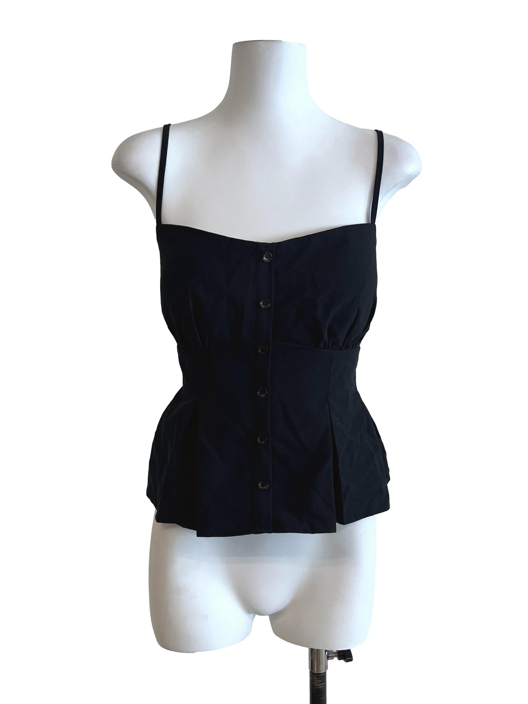 Jade Black Square Sleeveless Top