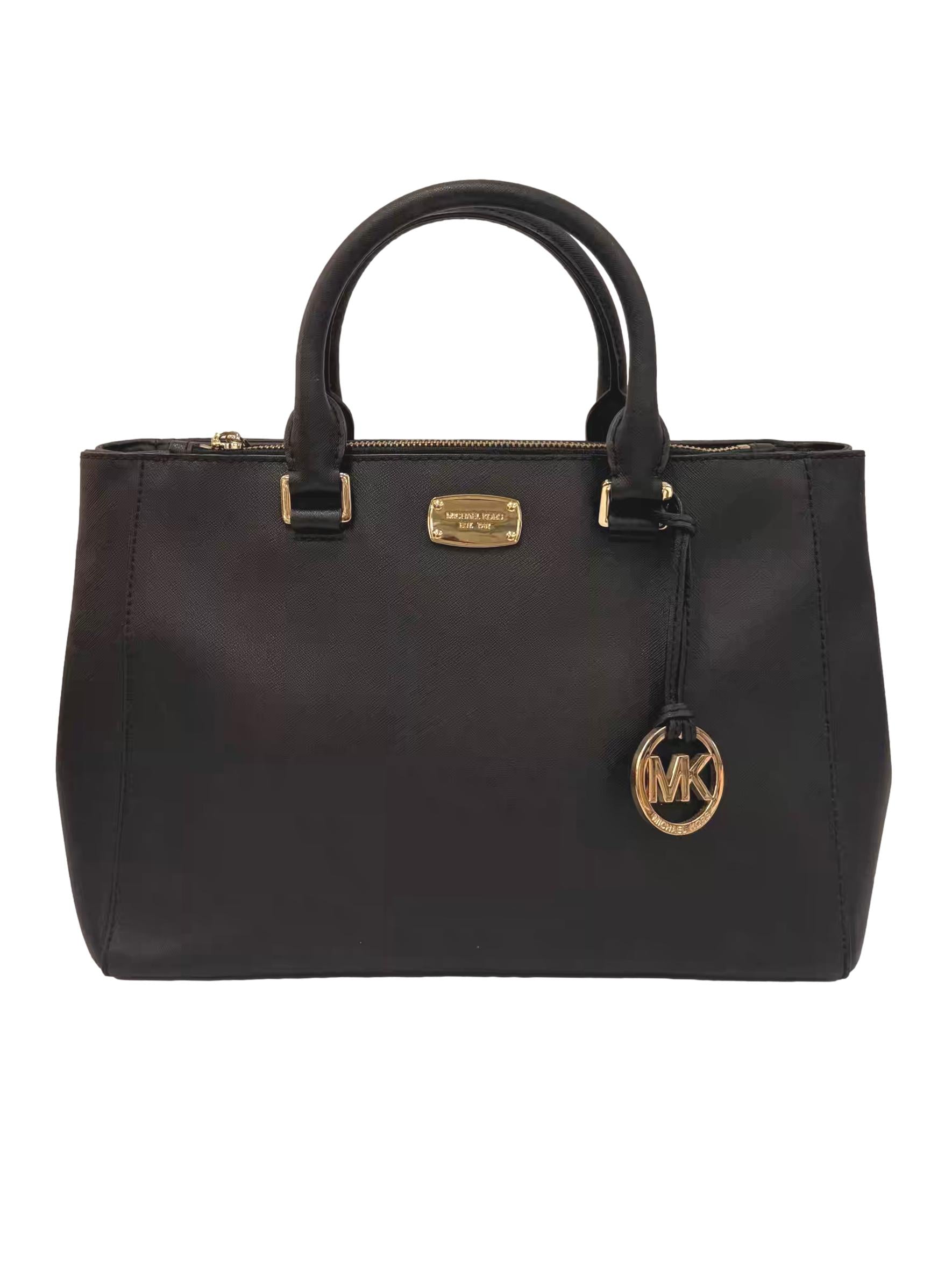 Black Leather Kellen Satchel Handbag CSN