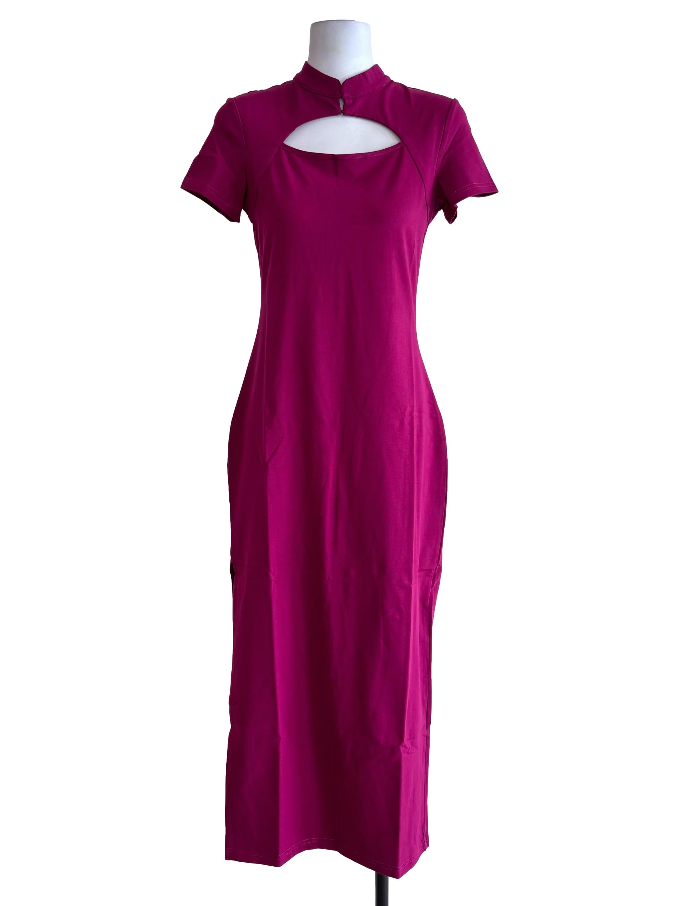 Pink Mae Mandarin Collared Maxi Dress