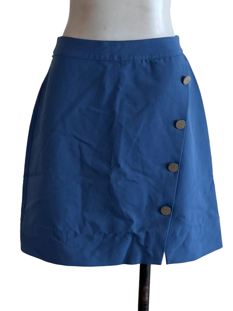 Blue Silver Button Mini Skirt