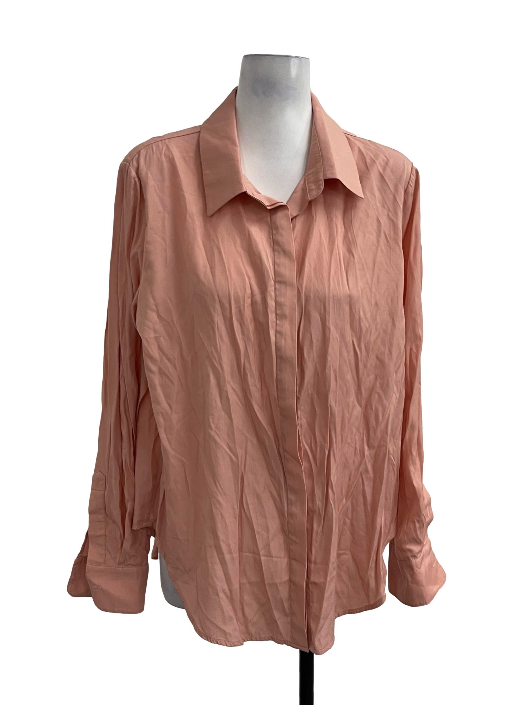 Pink Curved Hem Rayon Shirt OSN