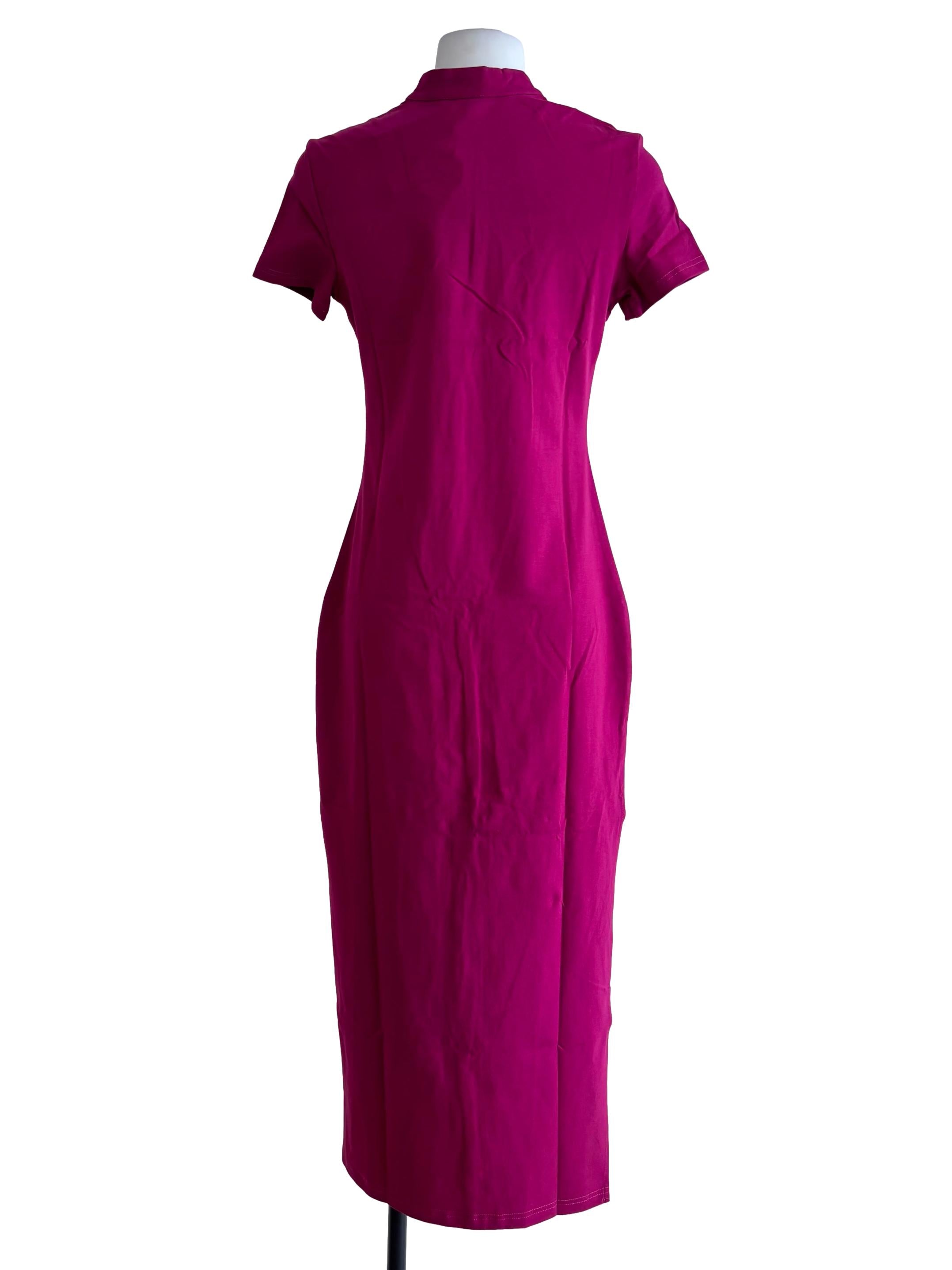 Pink Mae Mandarin Collared Maxi Dress
