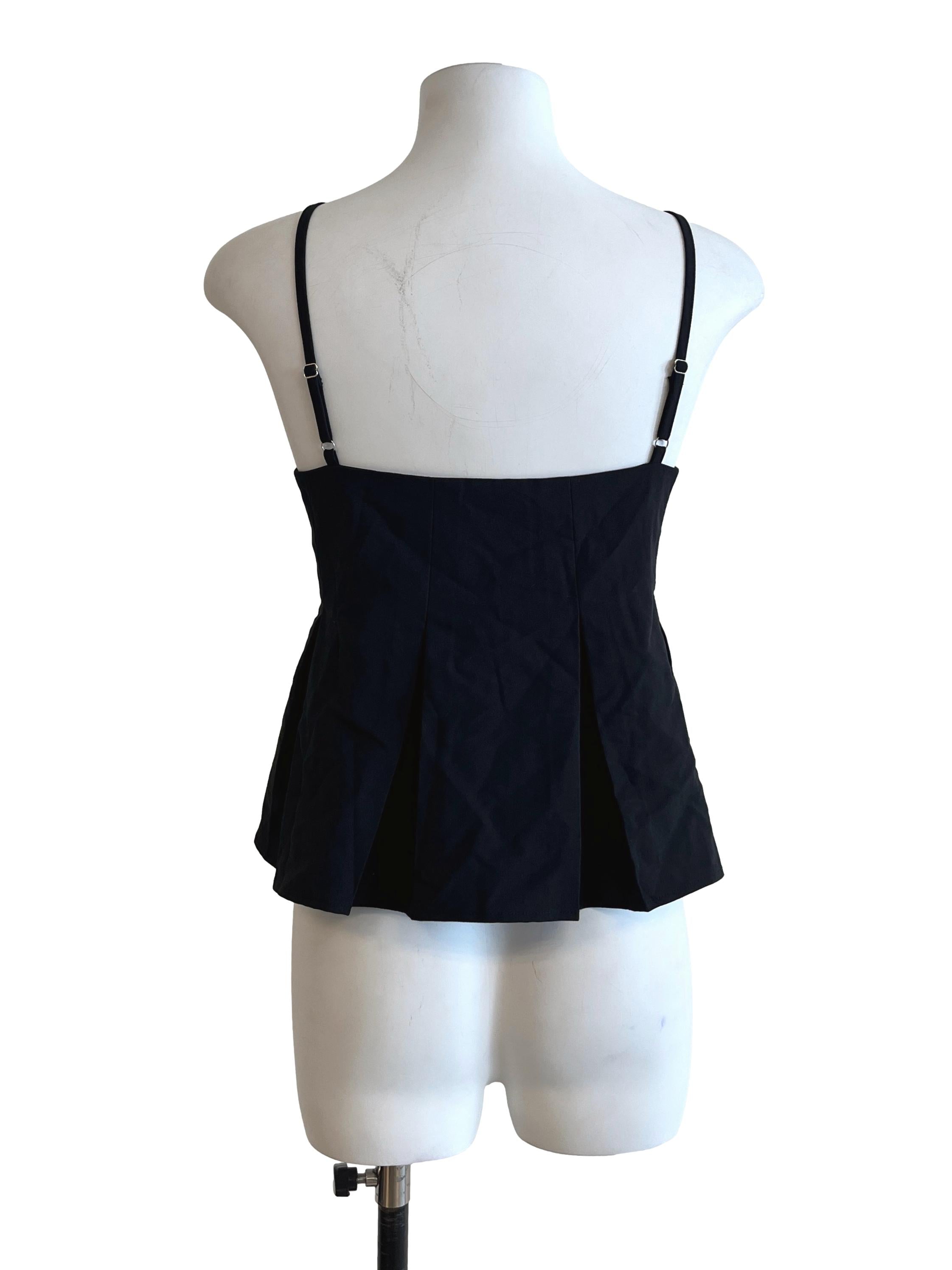 Jade Black Square Sleeveless Top