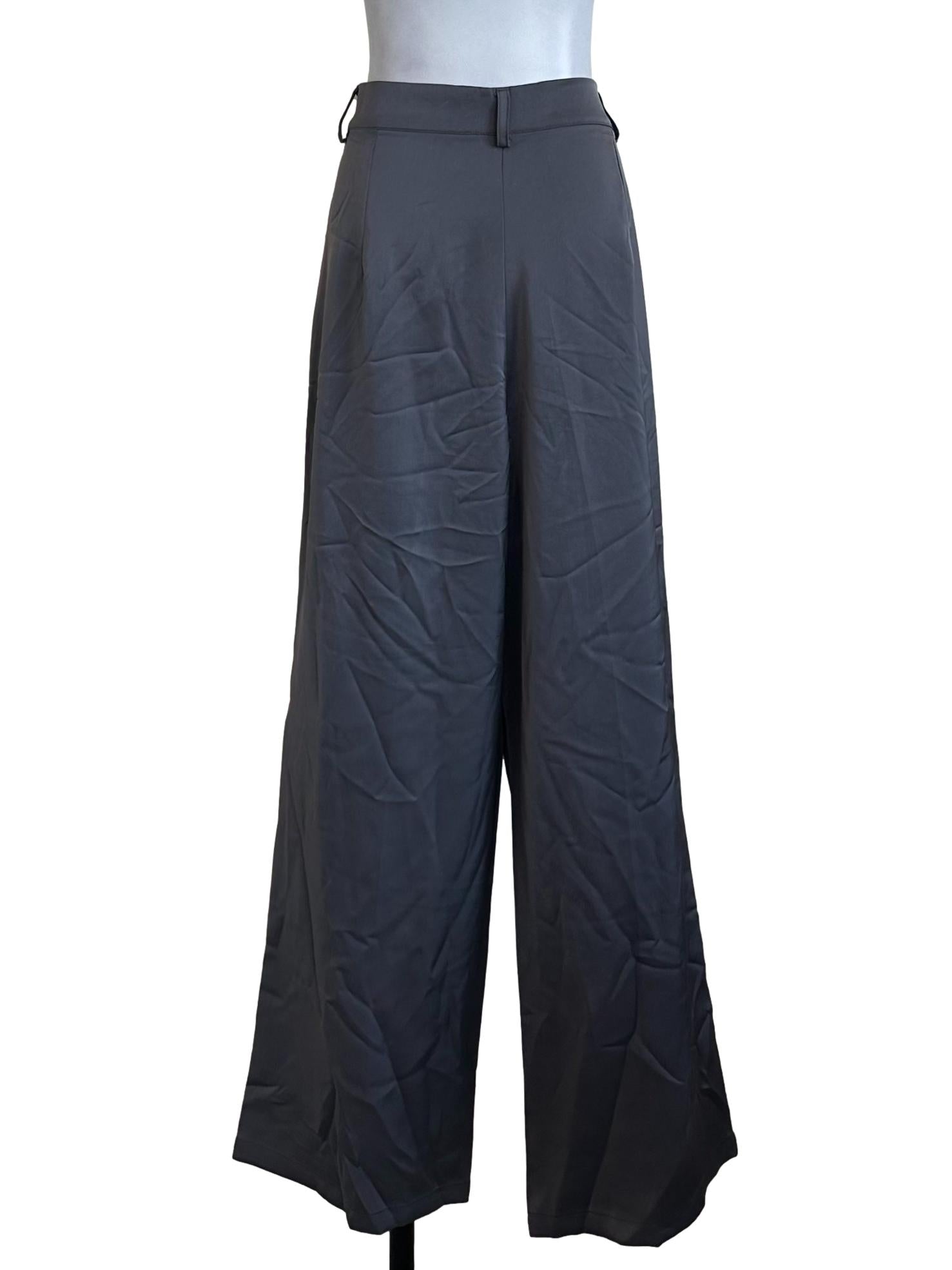 Cloud Grey Satin Flare Pants