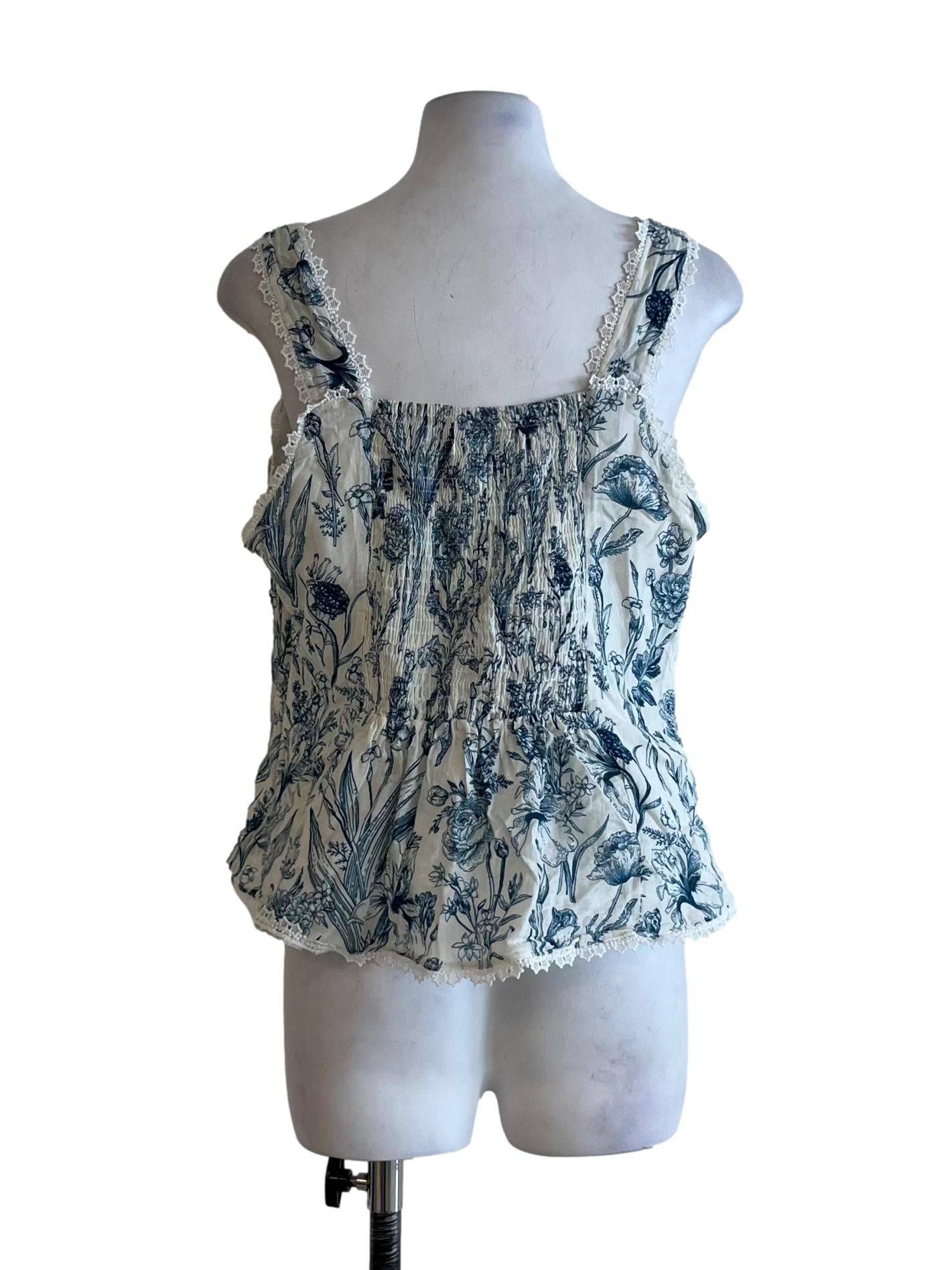 White Floral Sleeveless Top