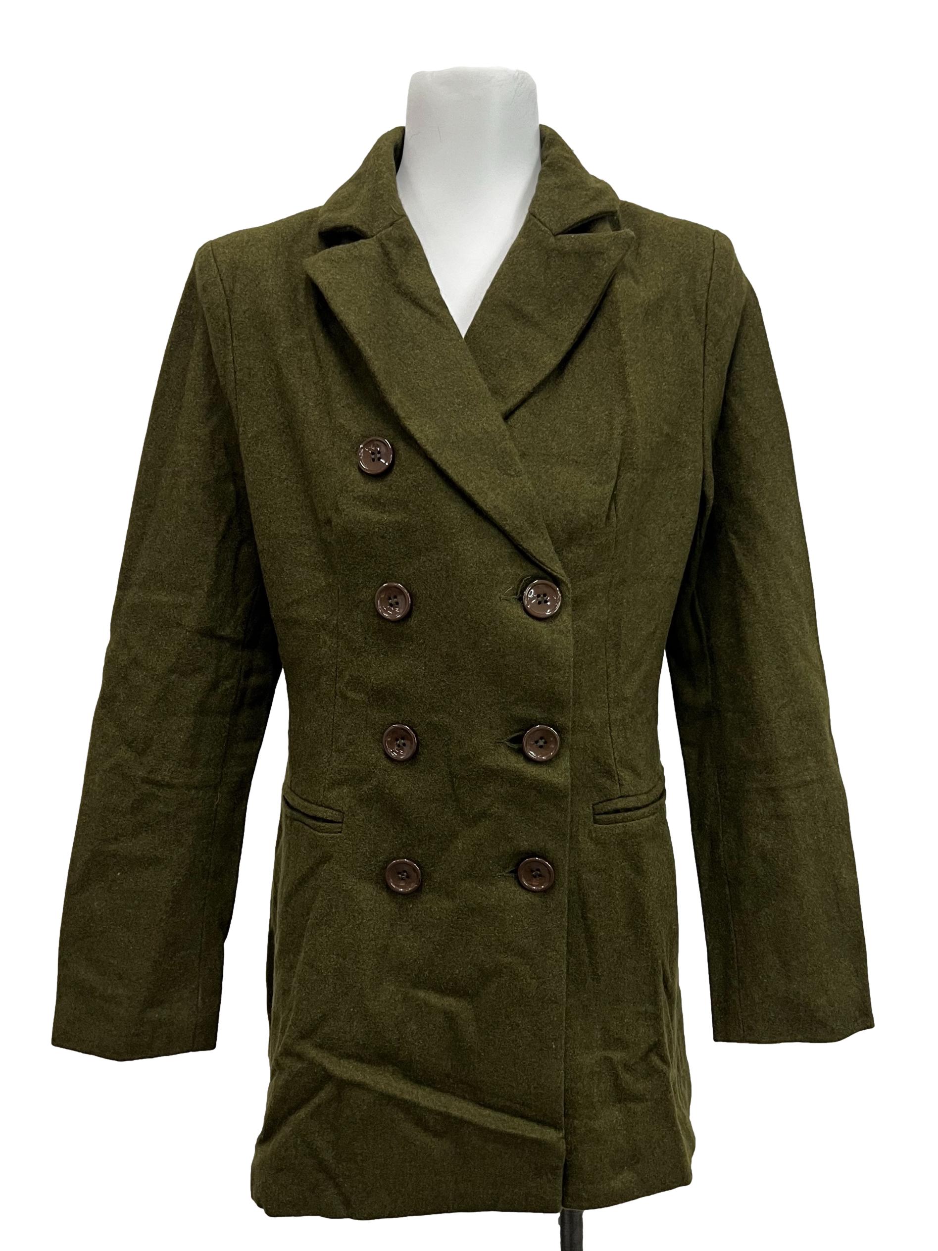 Arcade Green Double Breasted Coat | REFASH