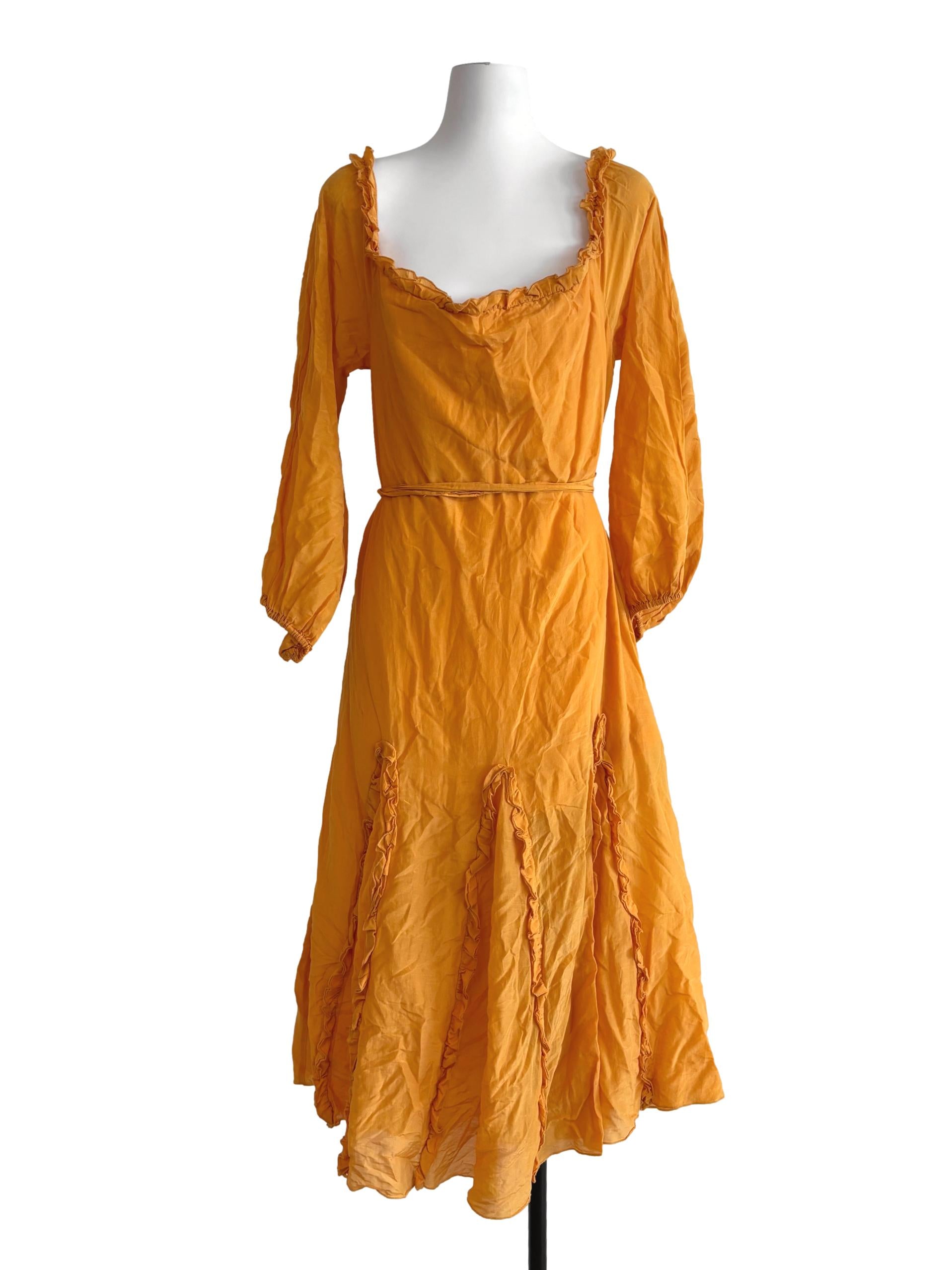 Mango Yellow Square Neck A-Line Dress