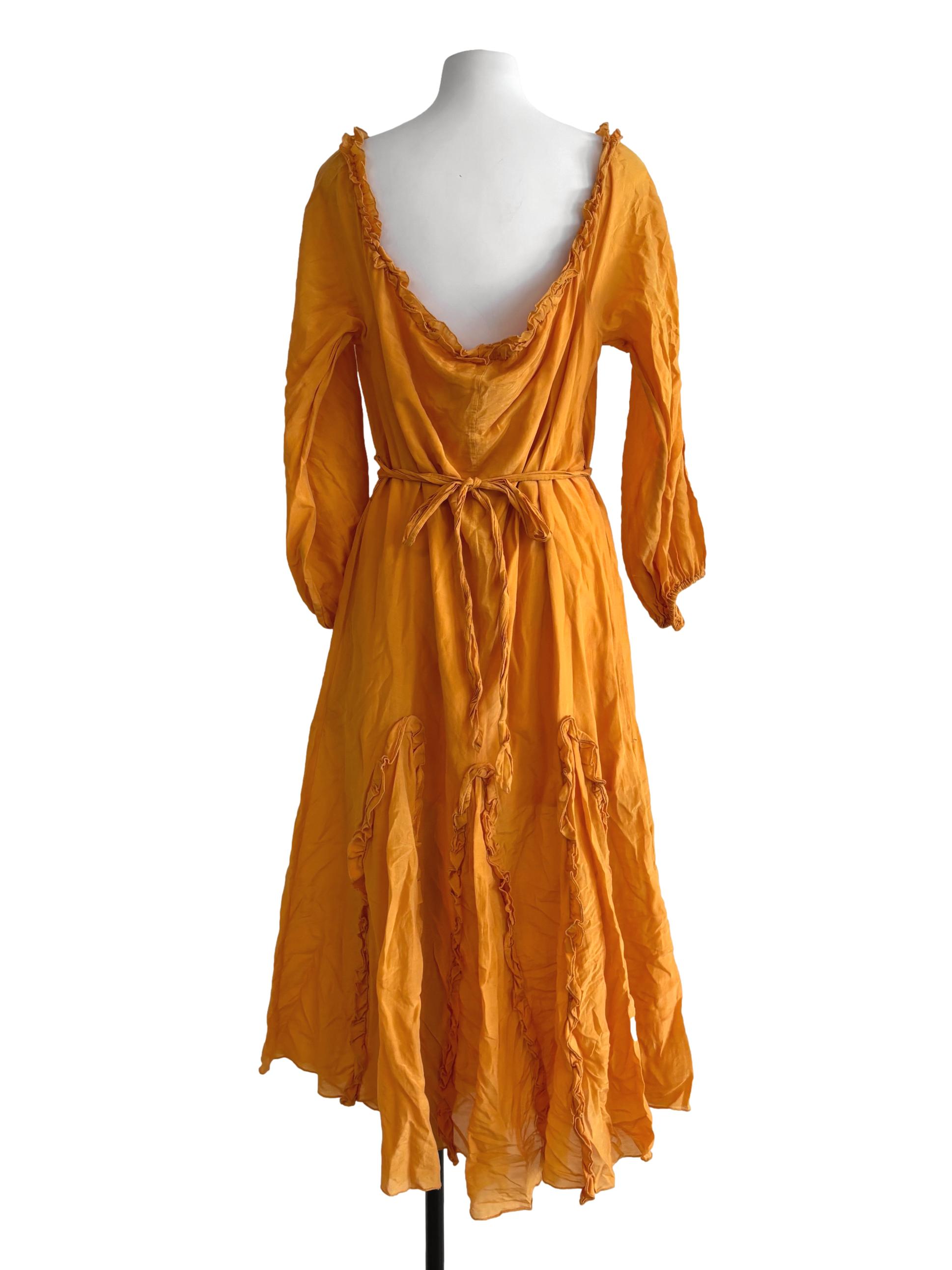 Mango Yellow Square Neck A-Line Dress