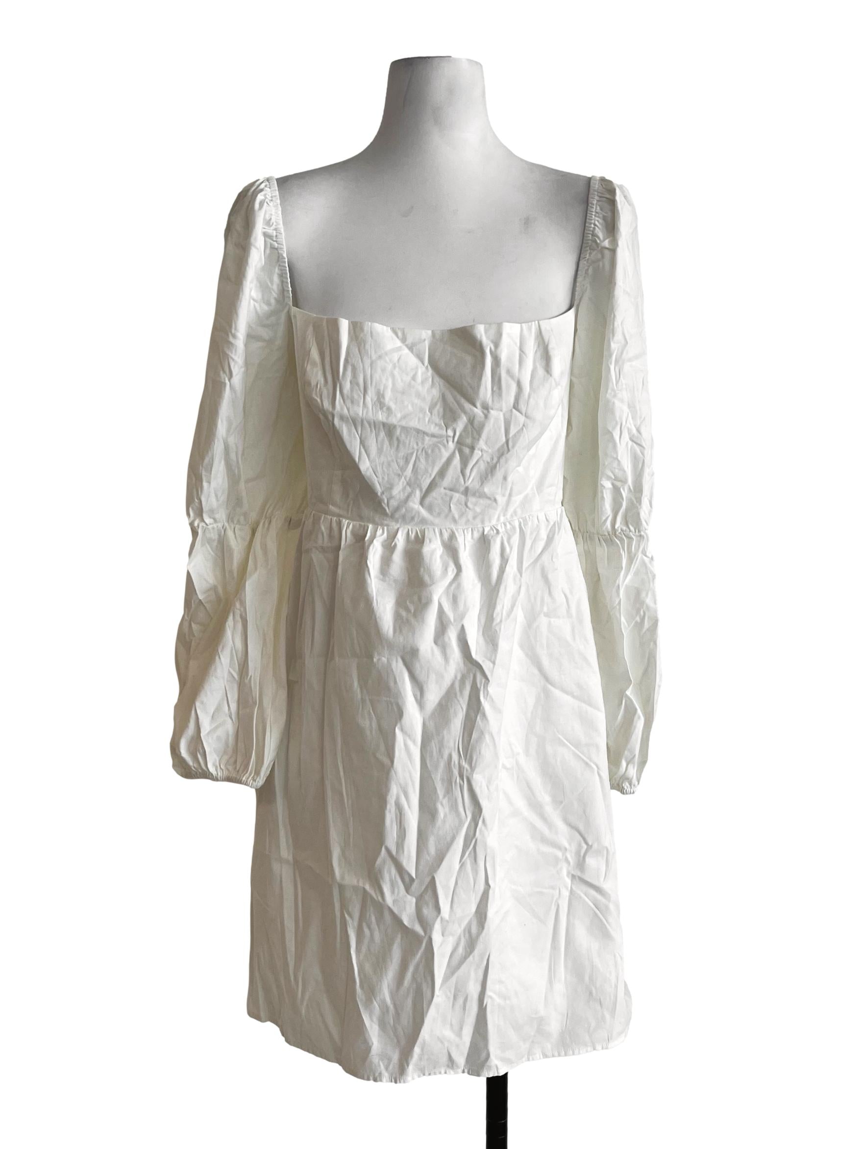 Ivory White Square Neck Mini Dress