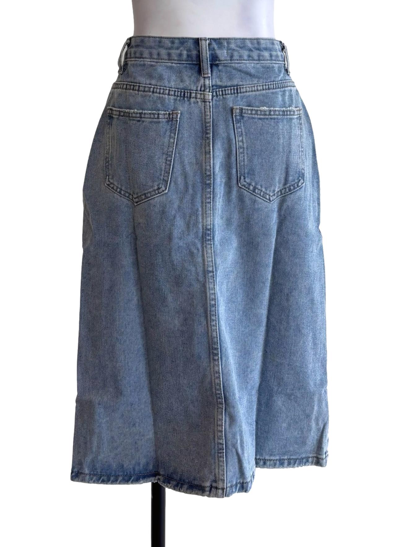 Blue Leighton Denim Midi Skirt
