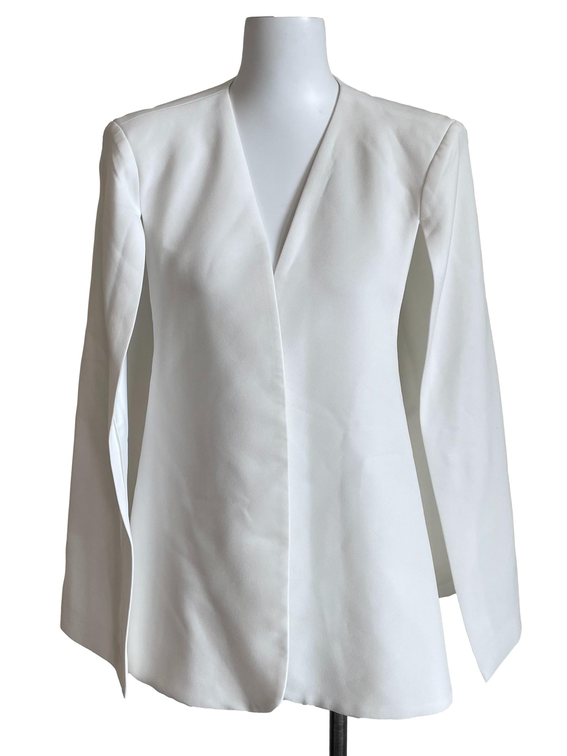 White Slit Cape Blazer