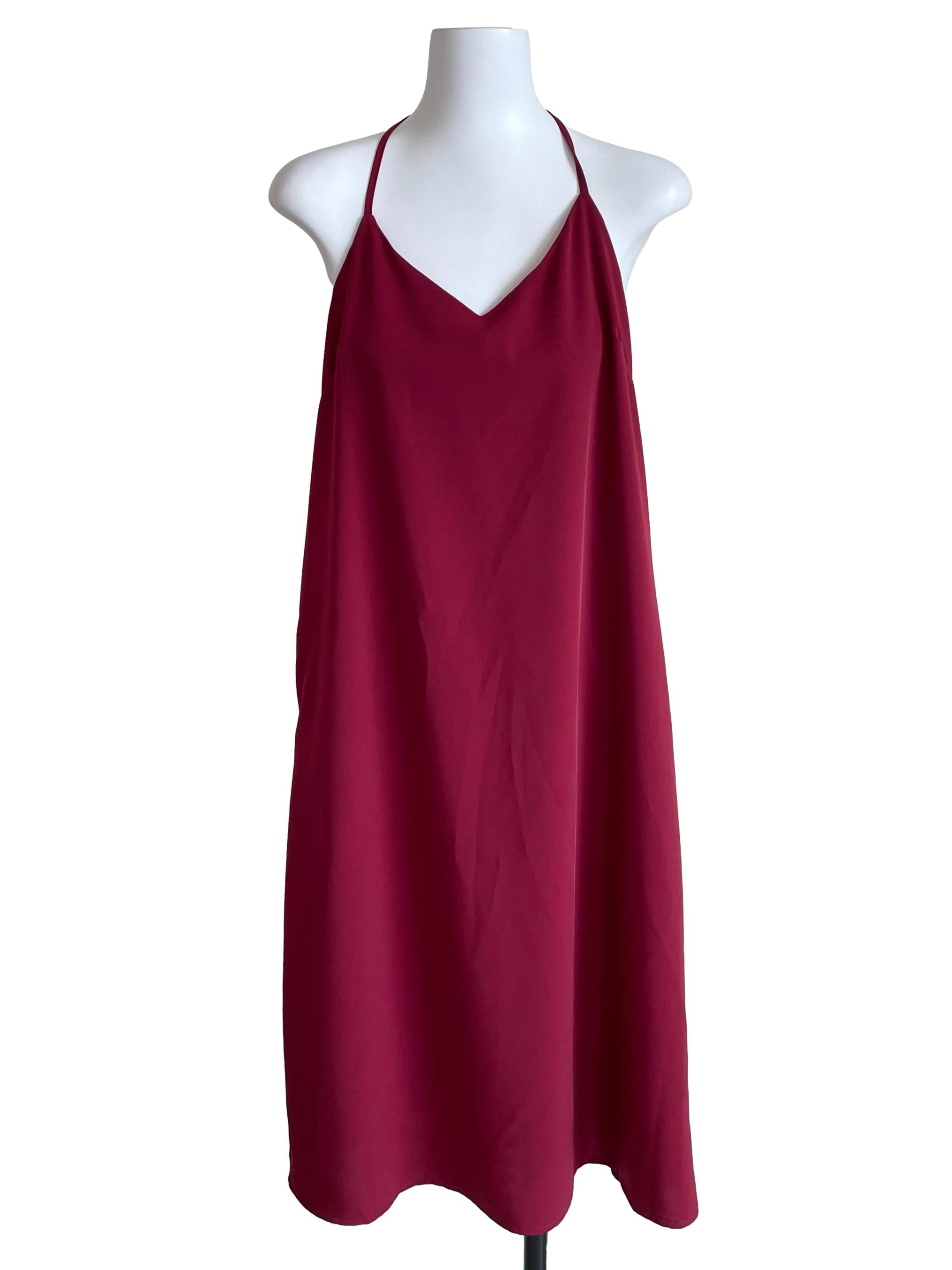 Berry V Neck A-Line Cami Dress