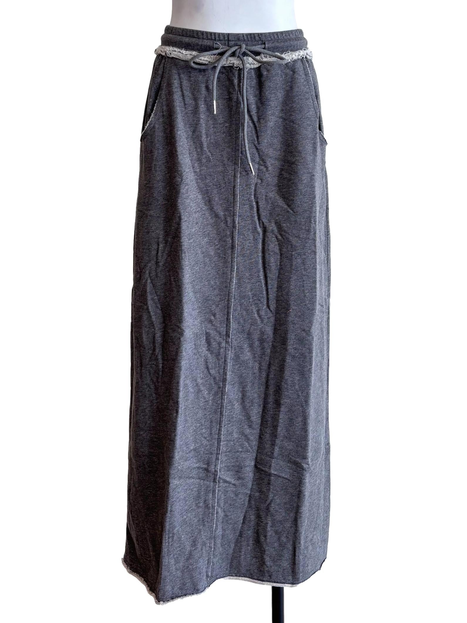 Grey Keith Raw Hem Jersey Skirt