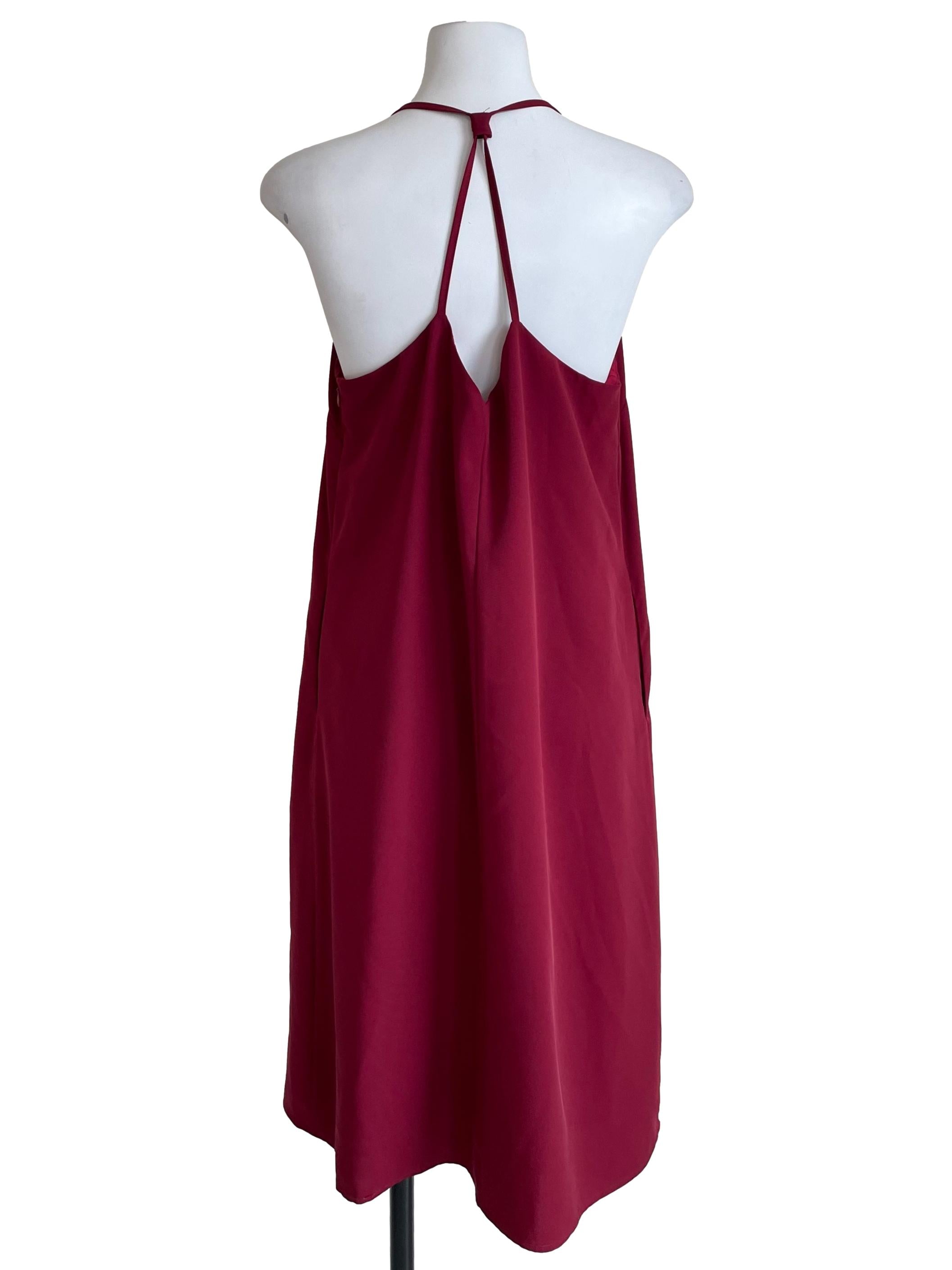 Berry V Neck A-Line Cami Dress