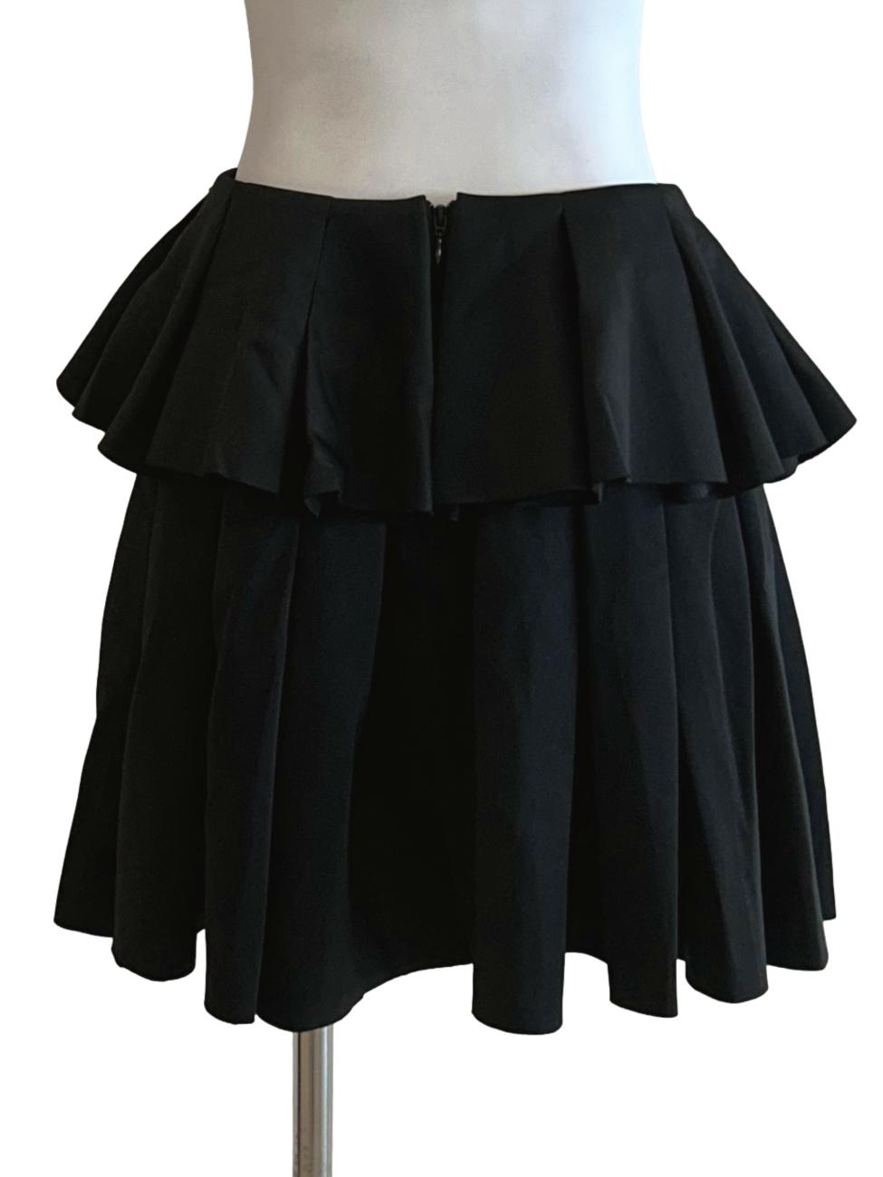 Matte Black Layered Pleat Skirt LB