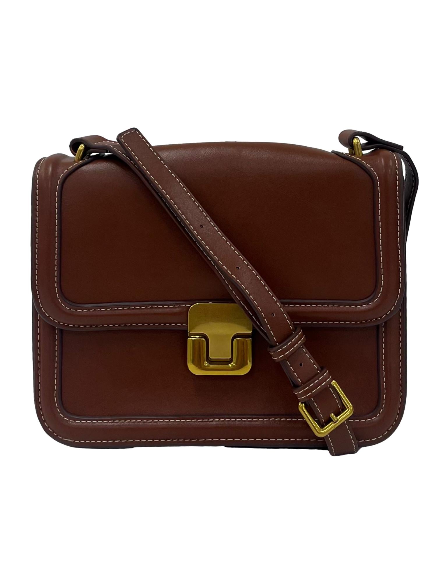 Brown Crossbody Bag With Gold Hardware