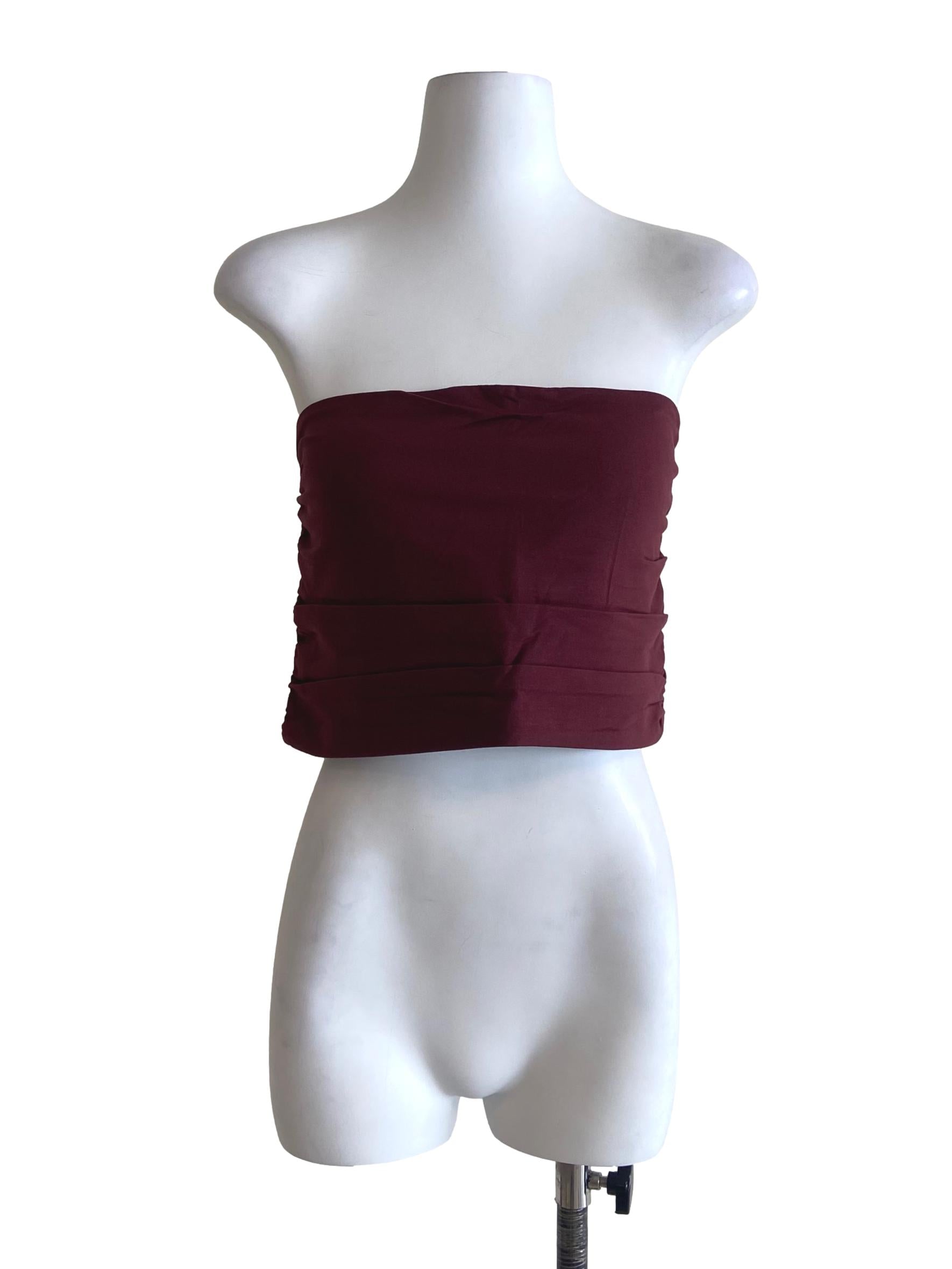 Red Ines Ruched Tube Padded Top