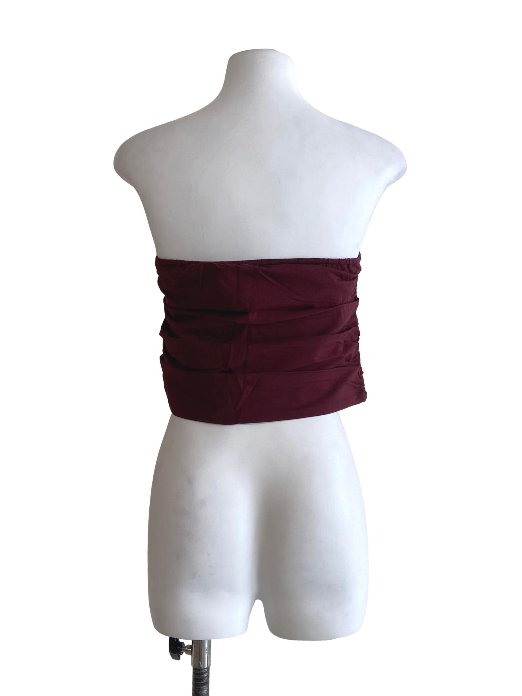 Red Ines Ruched Tube Padded Top