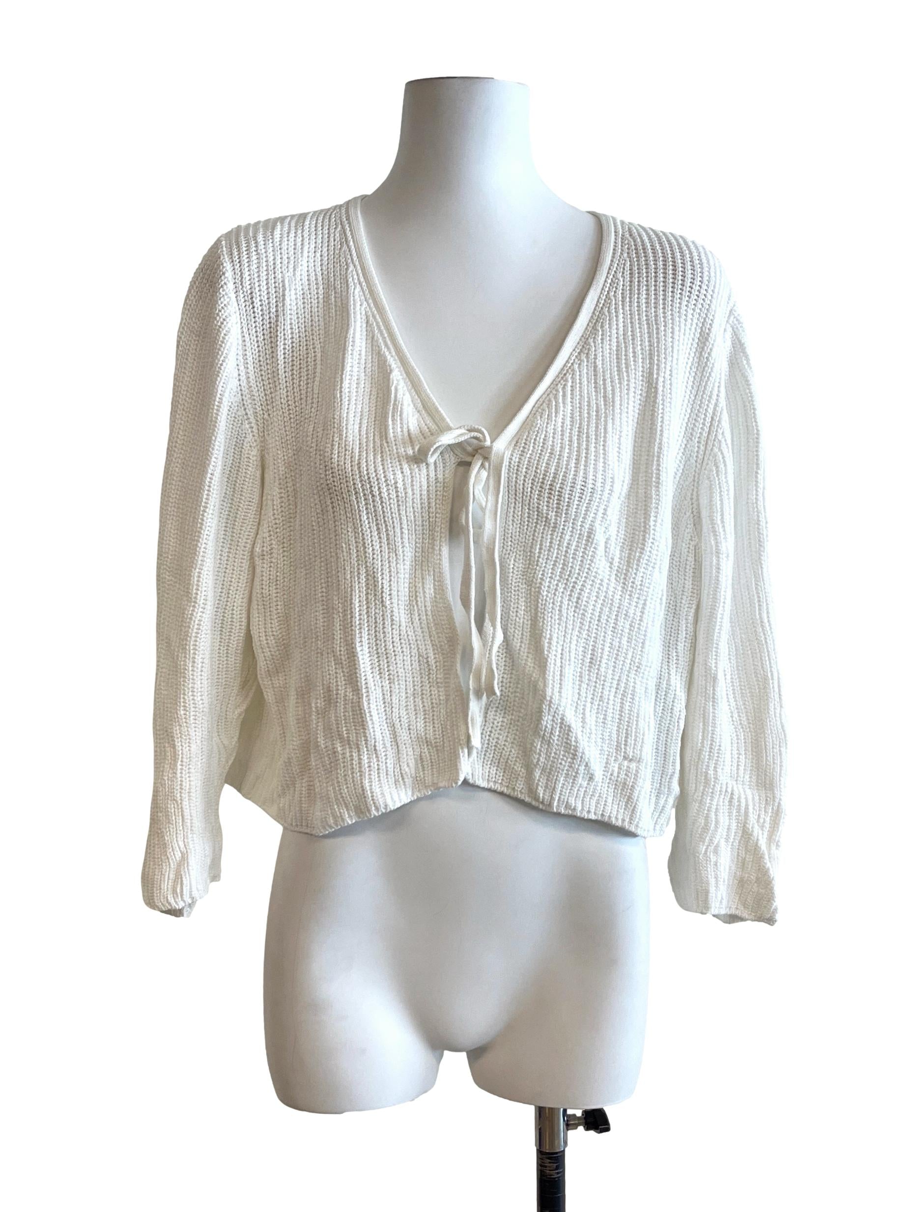 Chiffon White Cropped Cardigan