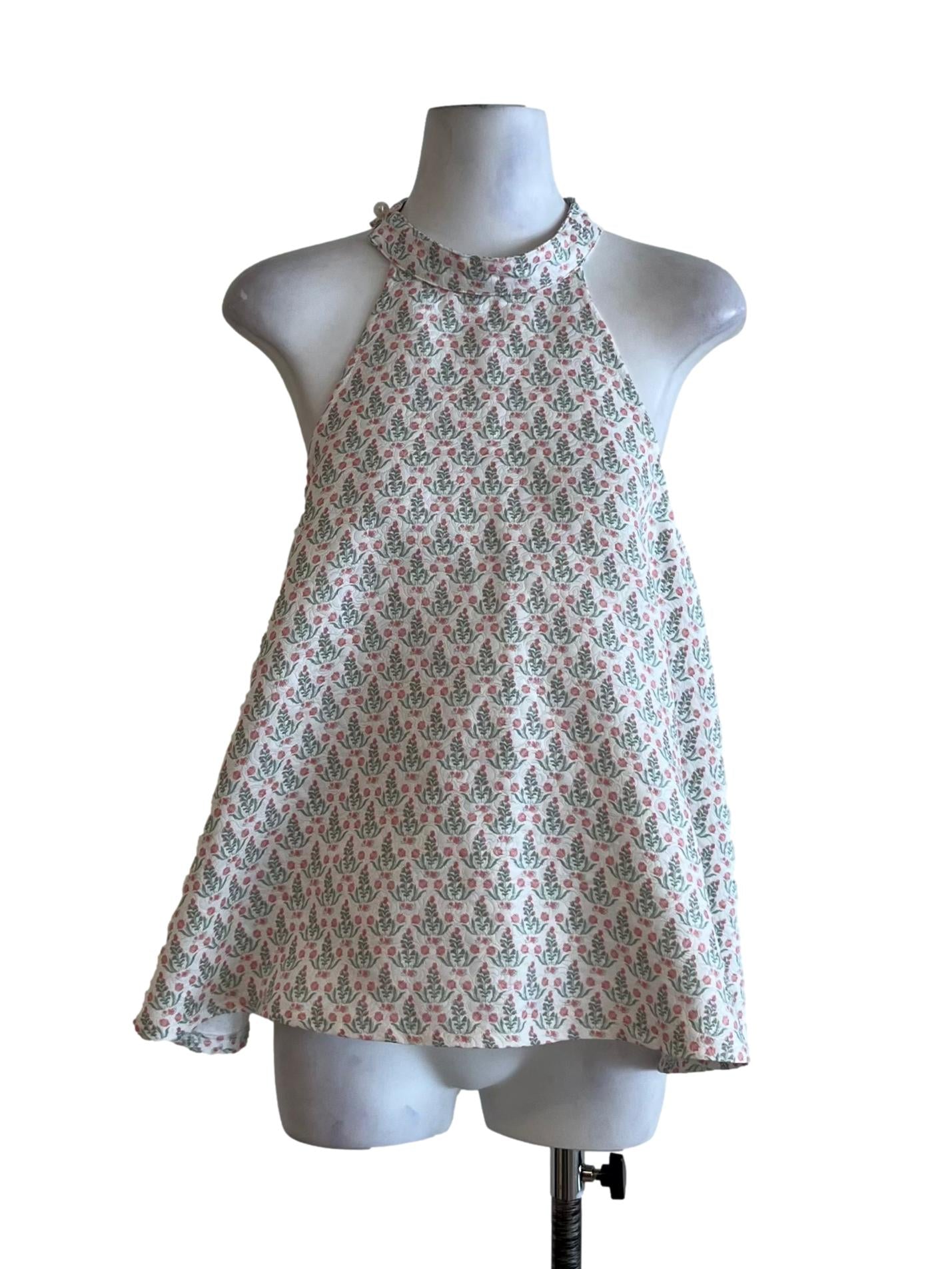 White Floral Sleeveless Top