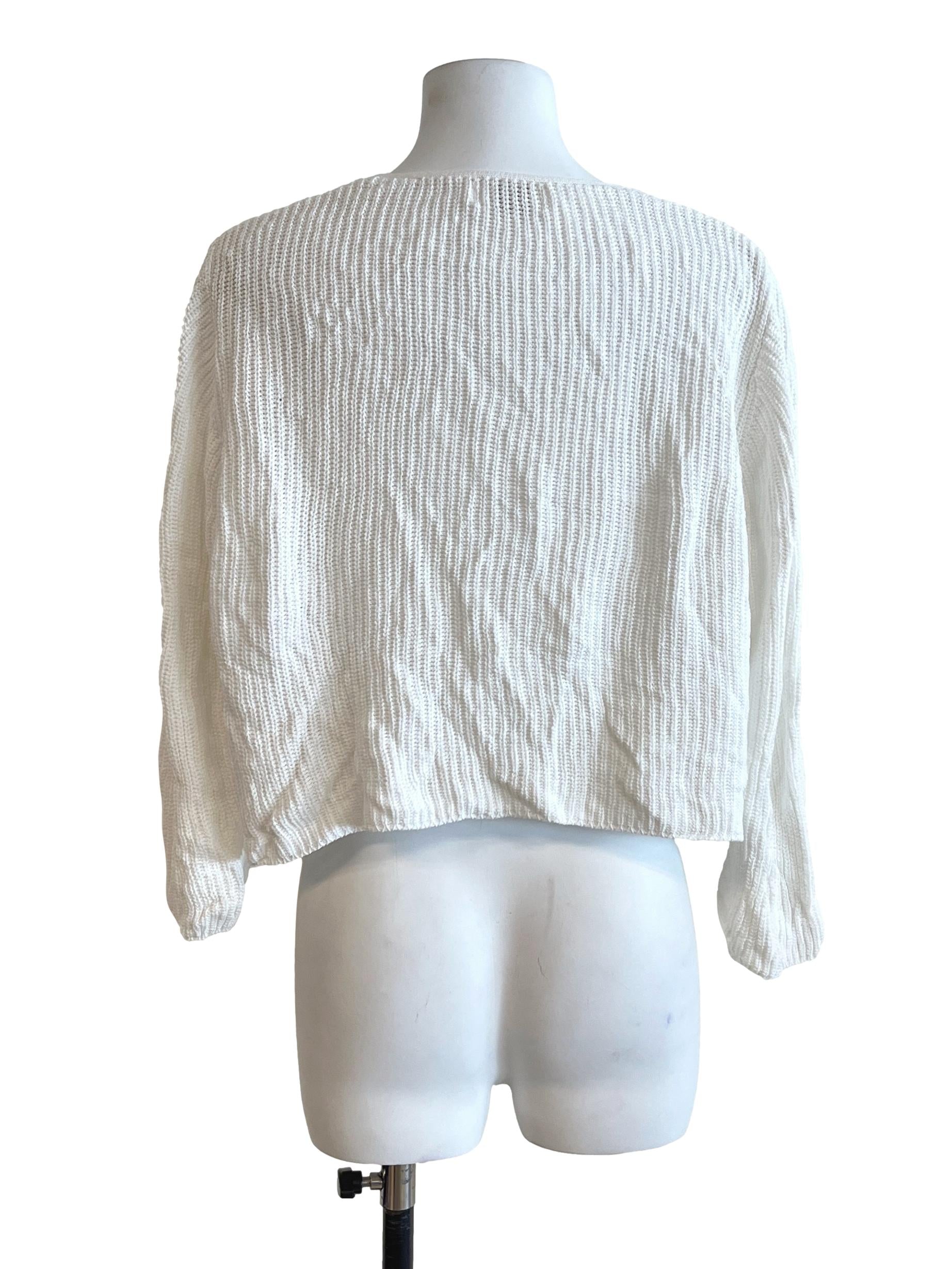 Chiffon White Cropped Cardigan