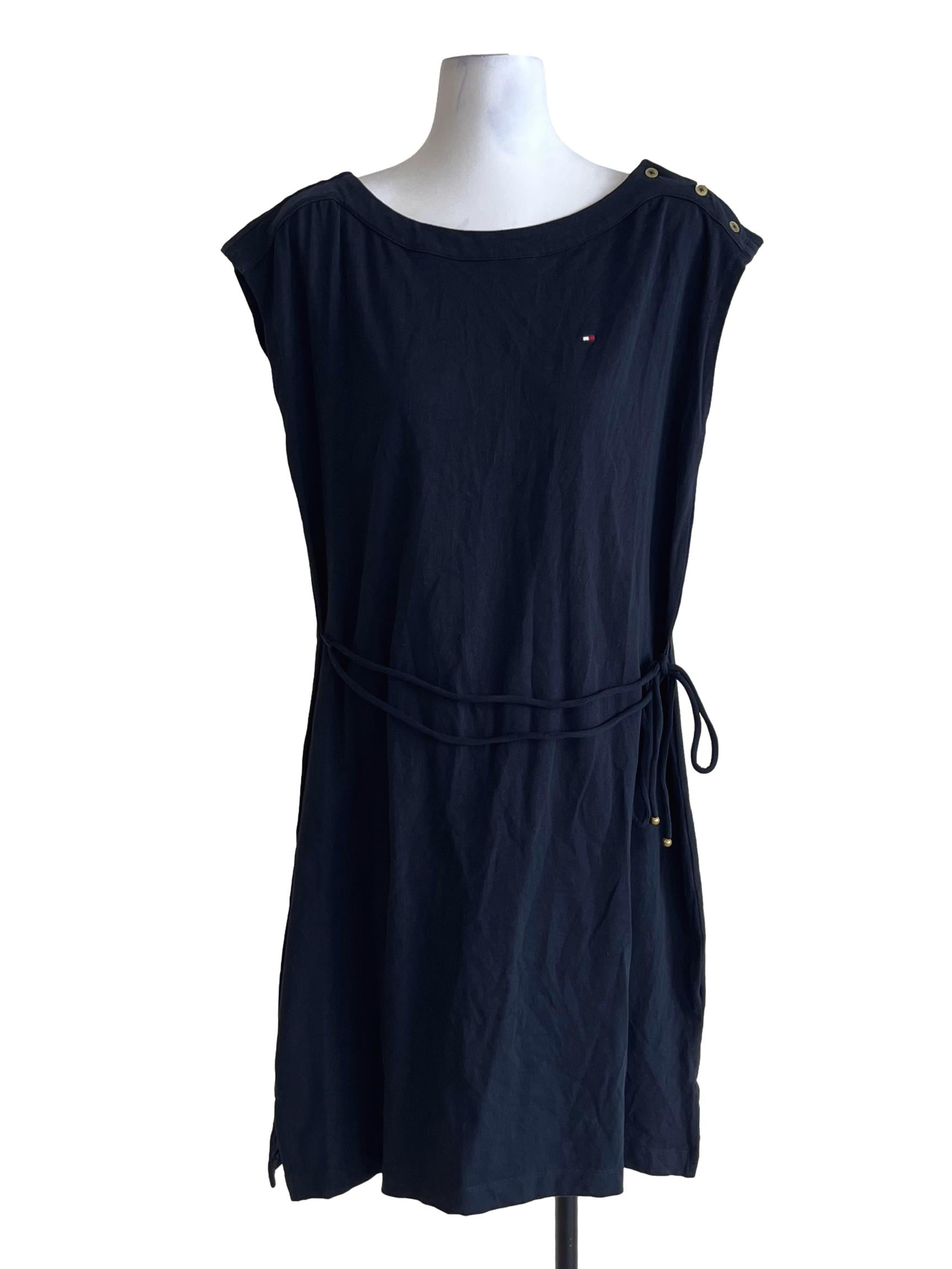 Navy Blue Belted Mini Dress