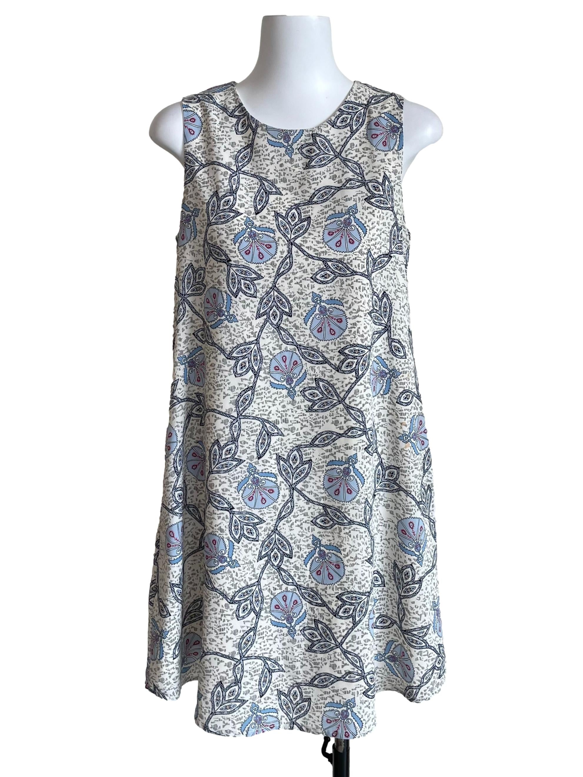 Off White Ethnic A-Line Dress