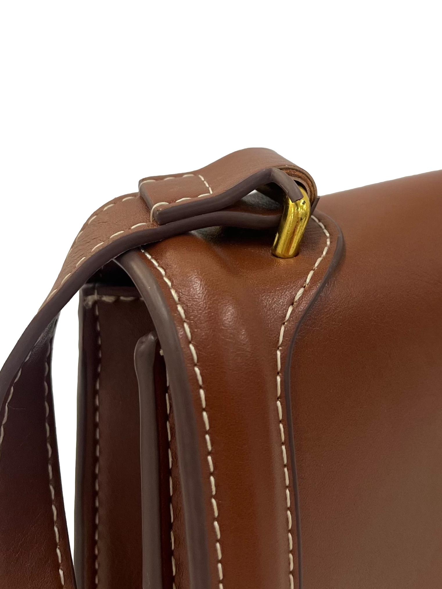 Brown Crossbody Bag With Gold Hardware