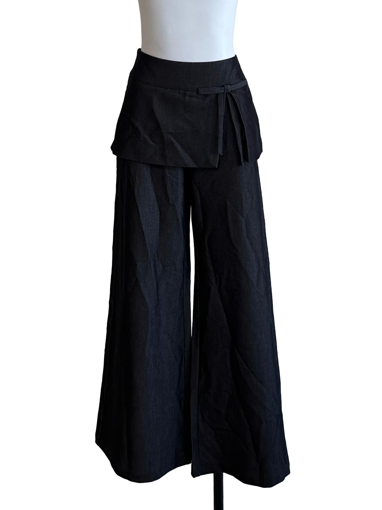 Charcoal Black Wide Leg Skirt Long Pants