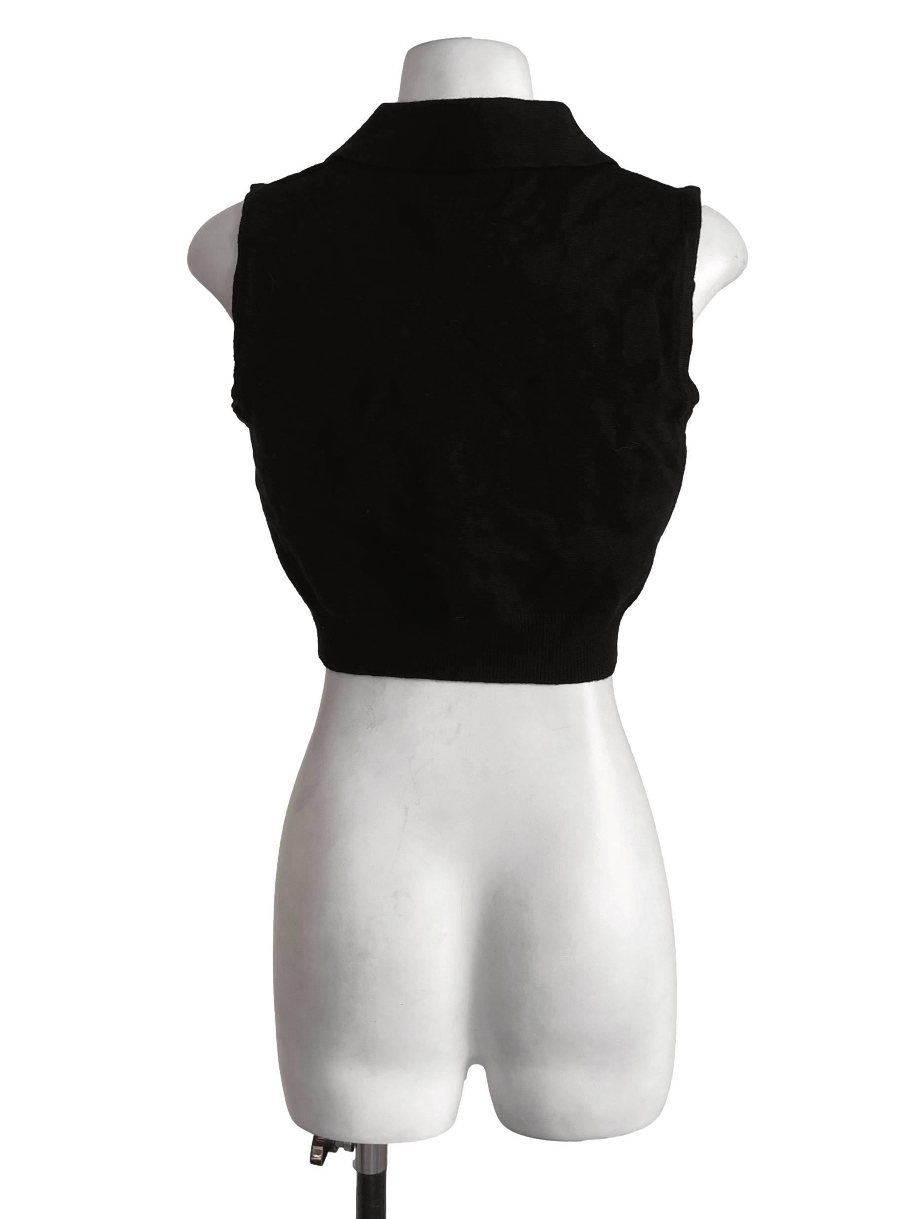 Black Collared Knitted Crop Top TTR