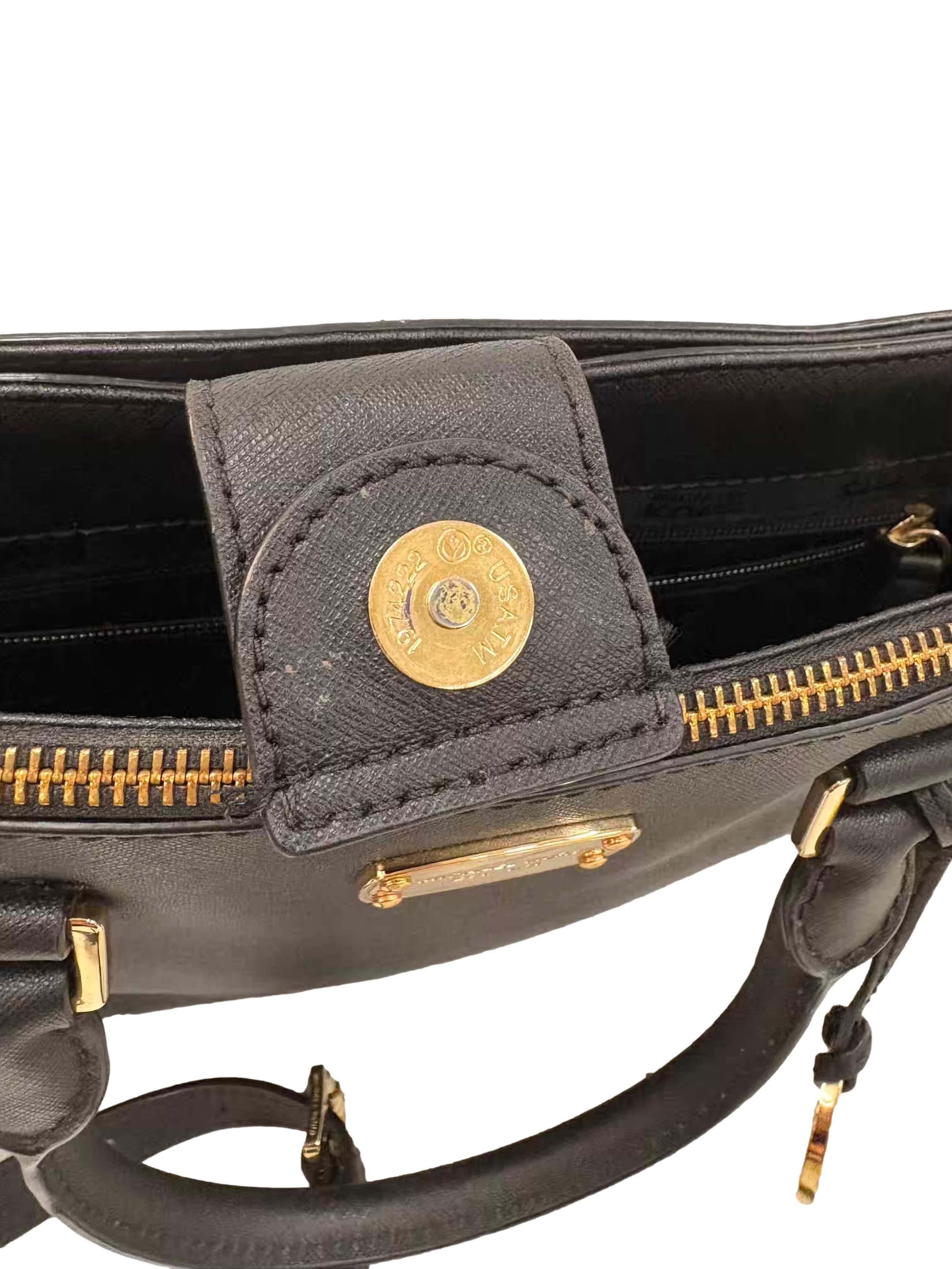 Black Leather Kellen Satchel Handbag CSN