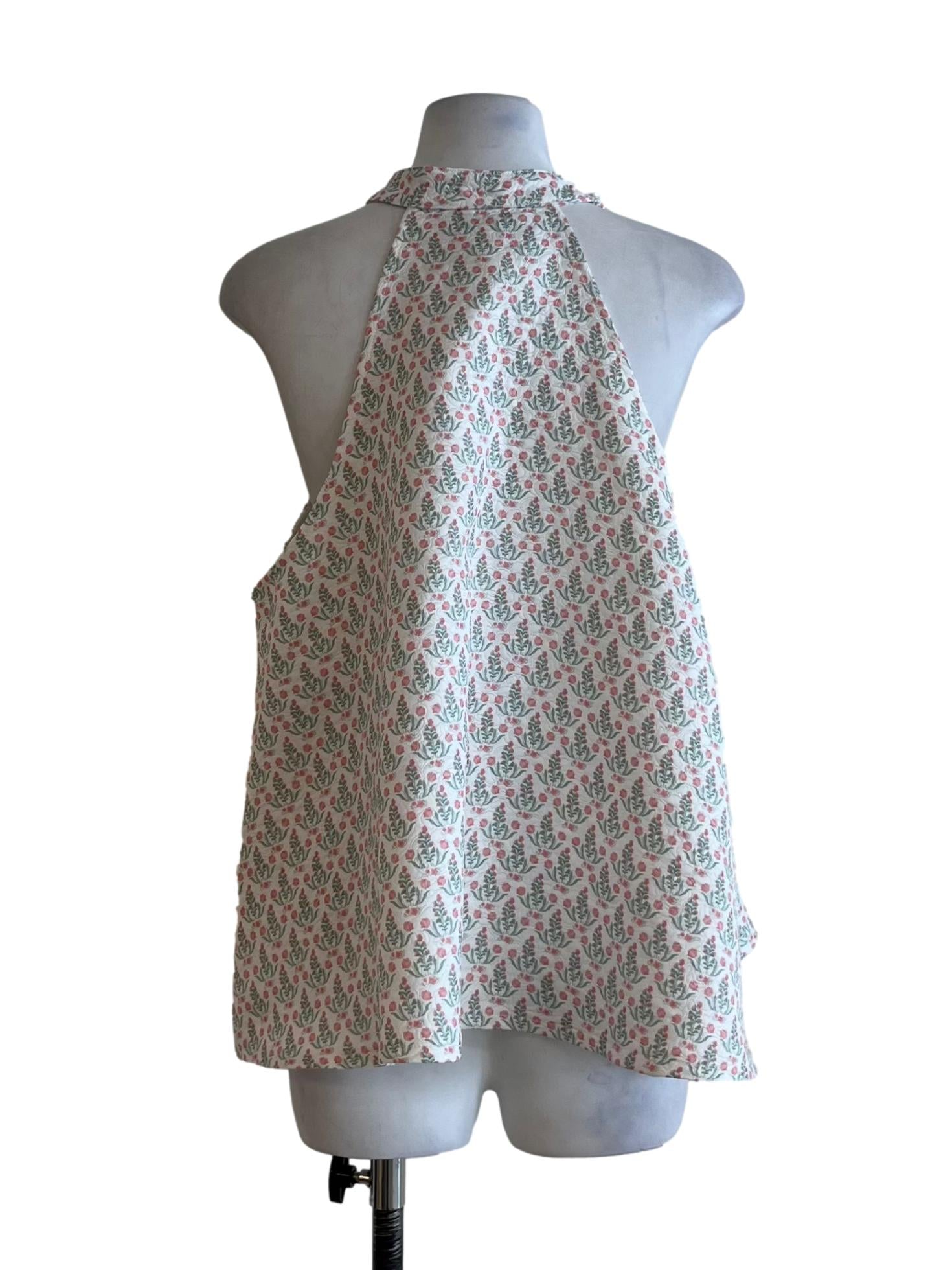 White Floral Sleeveless Top