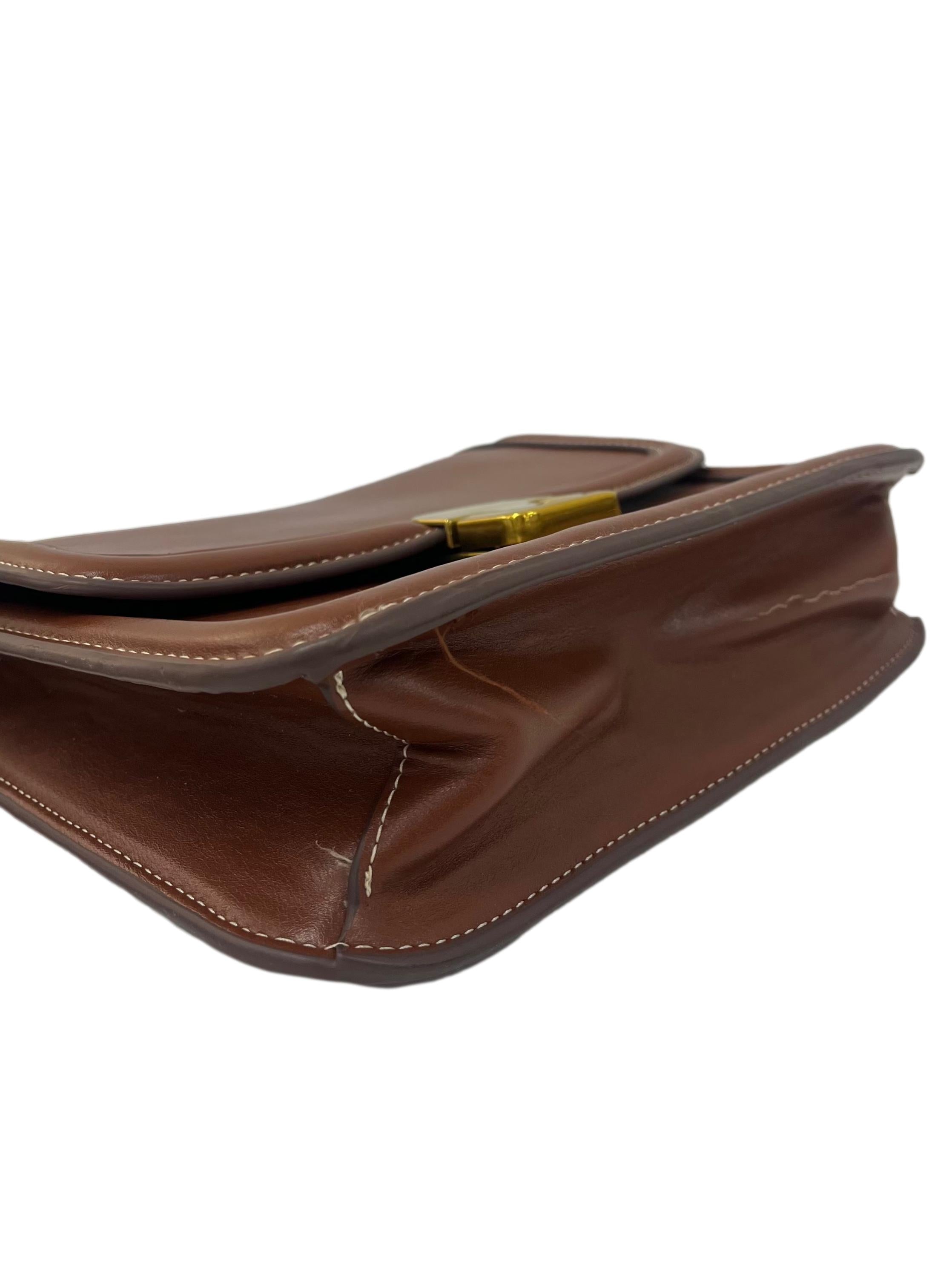 Brown Crossbody Bag With Gold Hardware