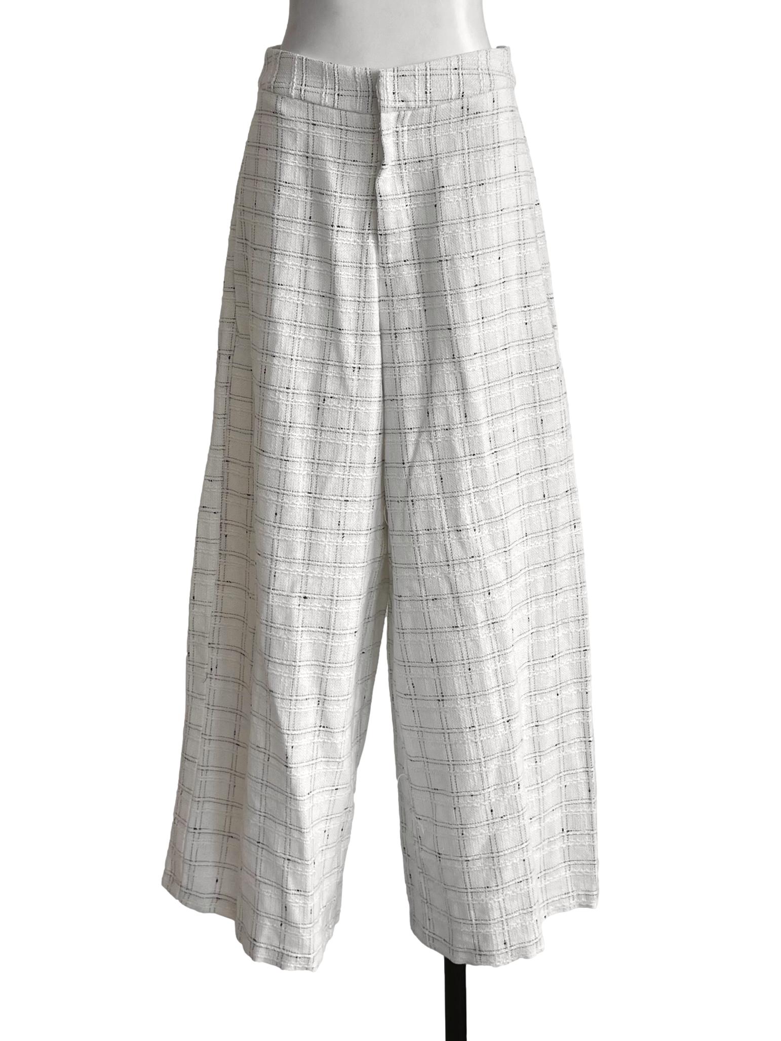 White High Risetweed Pants