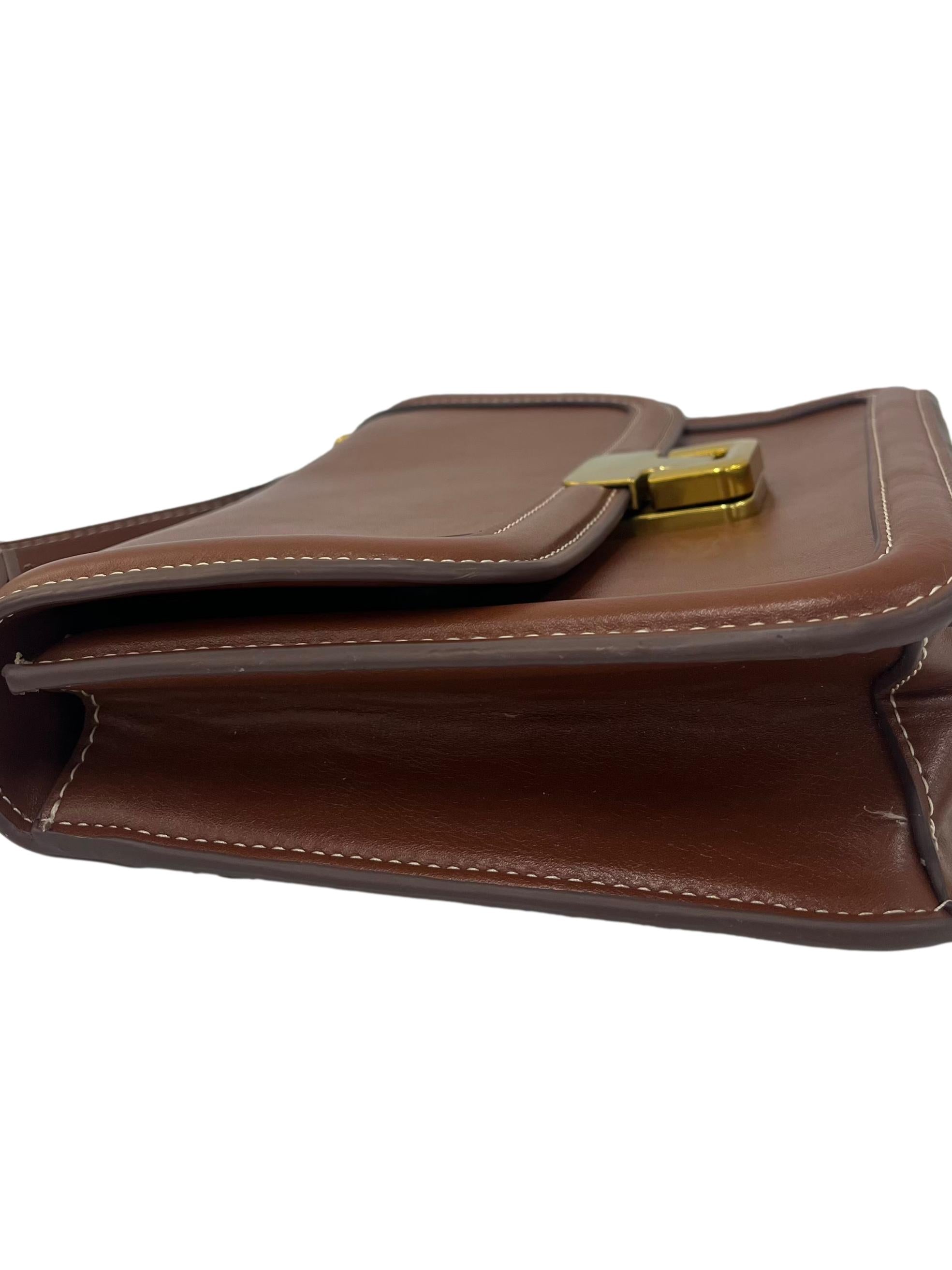 Brown Crossbody Bag With Gold Hardware