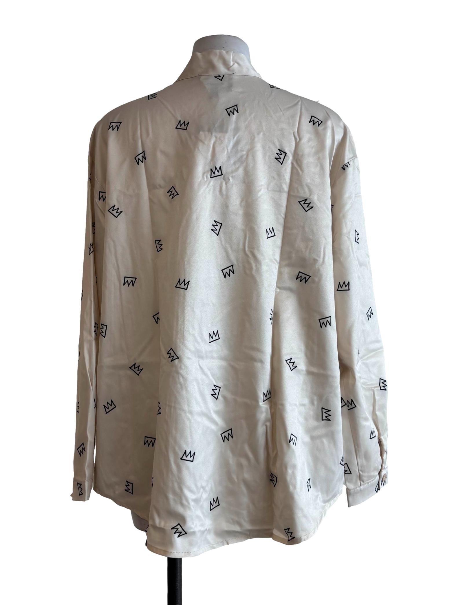 Beige Long Sleeve Printed Blouse