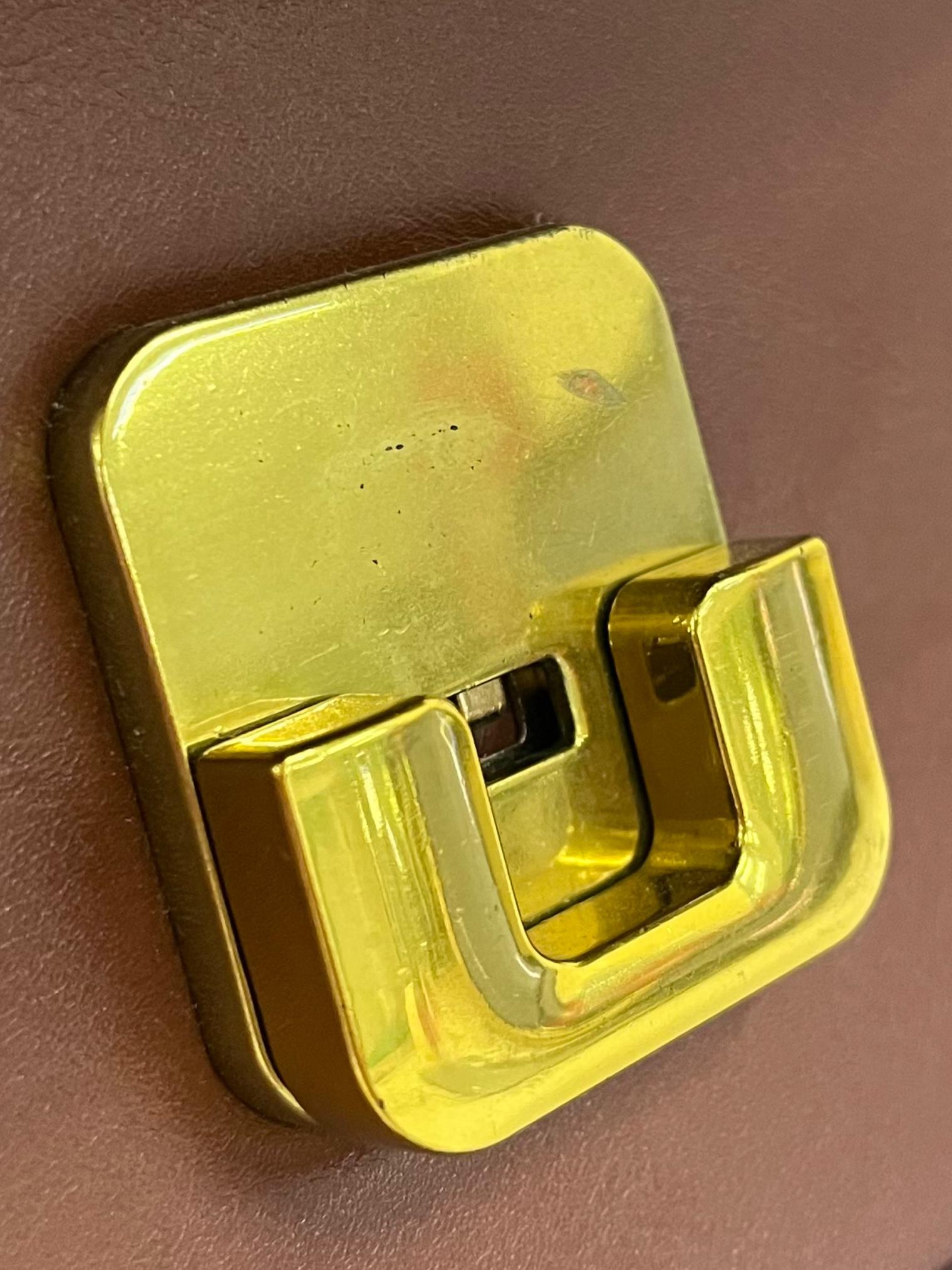 Brown Crossbody Bag With Gold Hardware