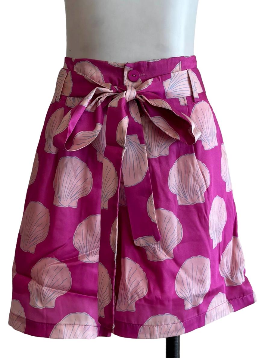 Magenta Pink Seashell Print Shorts